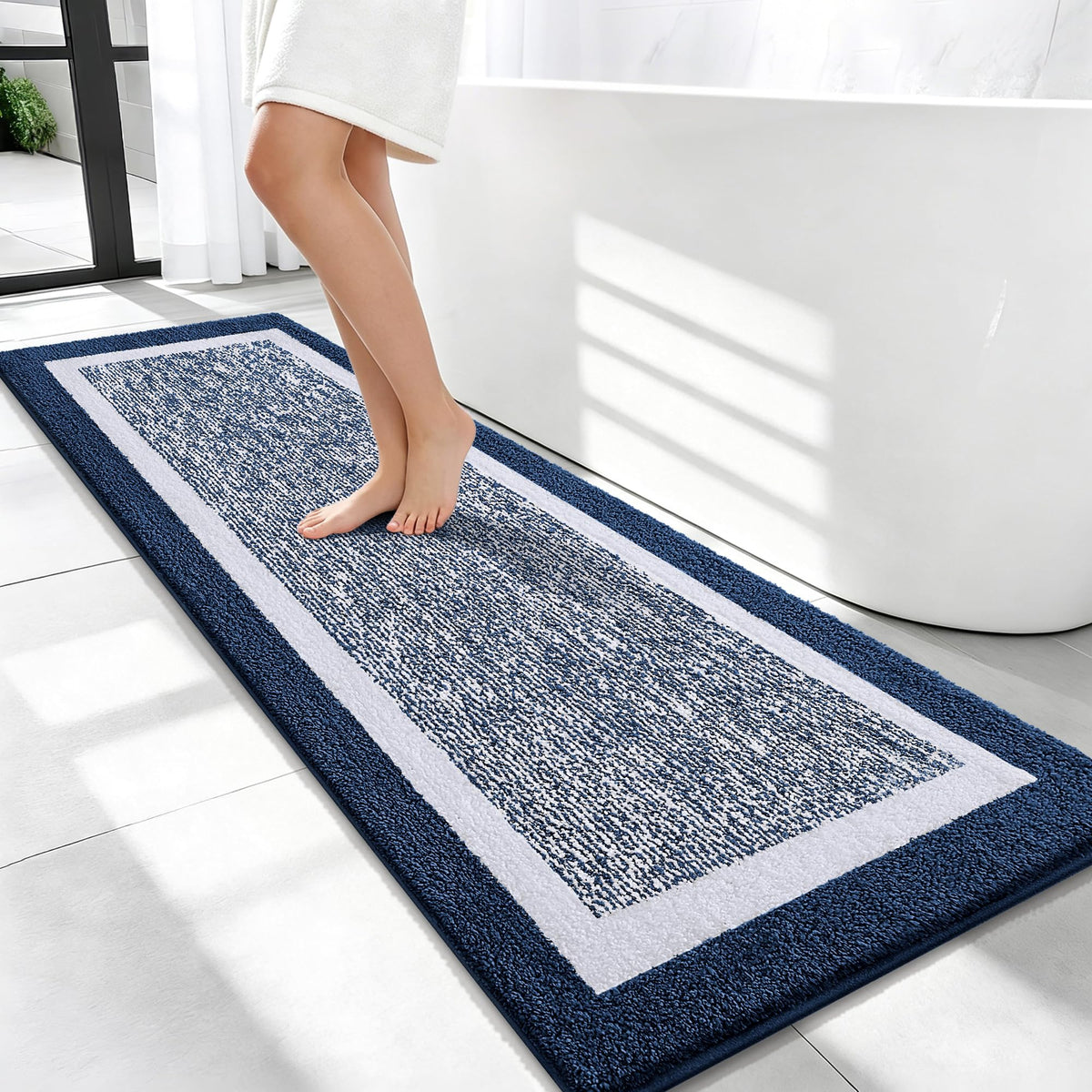 OLANLY Bathroom Rugs 36x24, Soft Absorbent Microfiber Bath Rugs, Grey