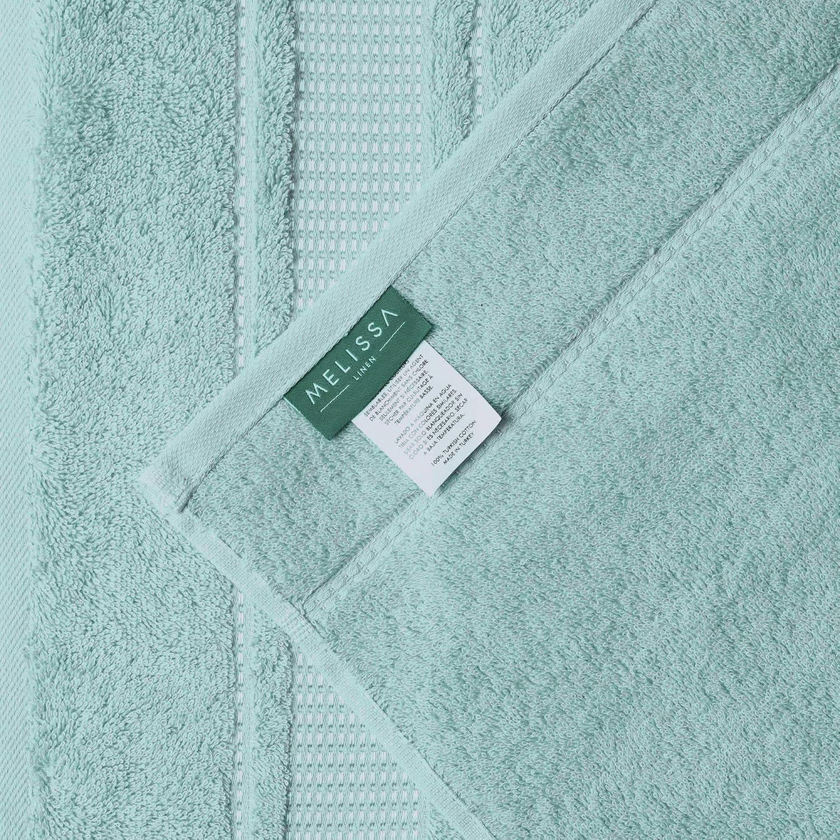 Melissa Linen Fingertip Towels 4 Pack, Aqua Green (Light Teal/Seafoam), 100% Turkish Cotton, Small Hand Towels for Face and Guest Bathroom, 12 x 18 in, Soft, Absorbent, Quick Dry, 550 GSM