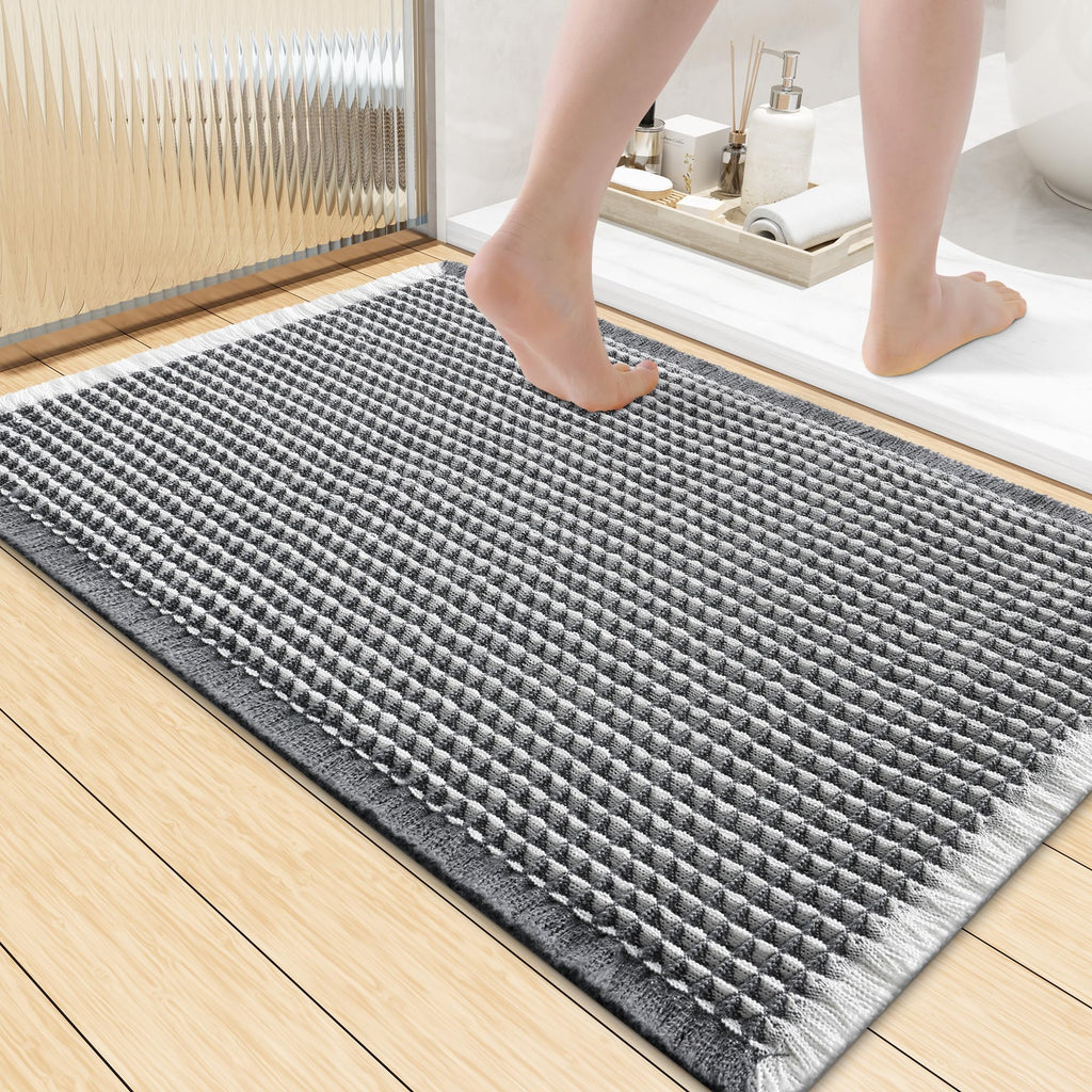 Smiry Waffle Bath Mat 30X20, Extra Soft Absorbent Bathroom Rugs, Brown