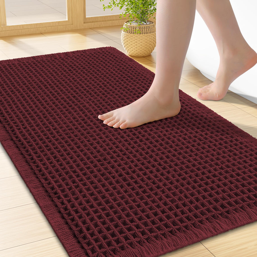Smiry Waffle Bath Mat 30X20, Extra Soft Absorbent Bathroom Rugs, Brown