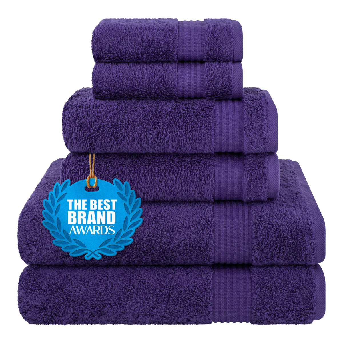 Cotton Paradise 100% Cotton Turkish Towel Set, Soft Absorbent Quick Dry, 6 Piece Towel Set, Navy Blue