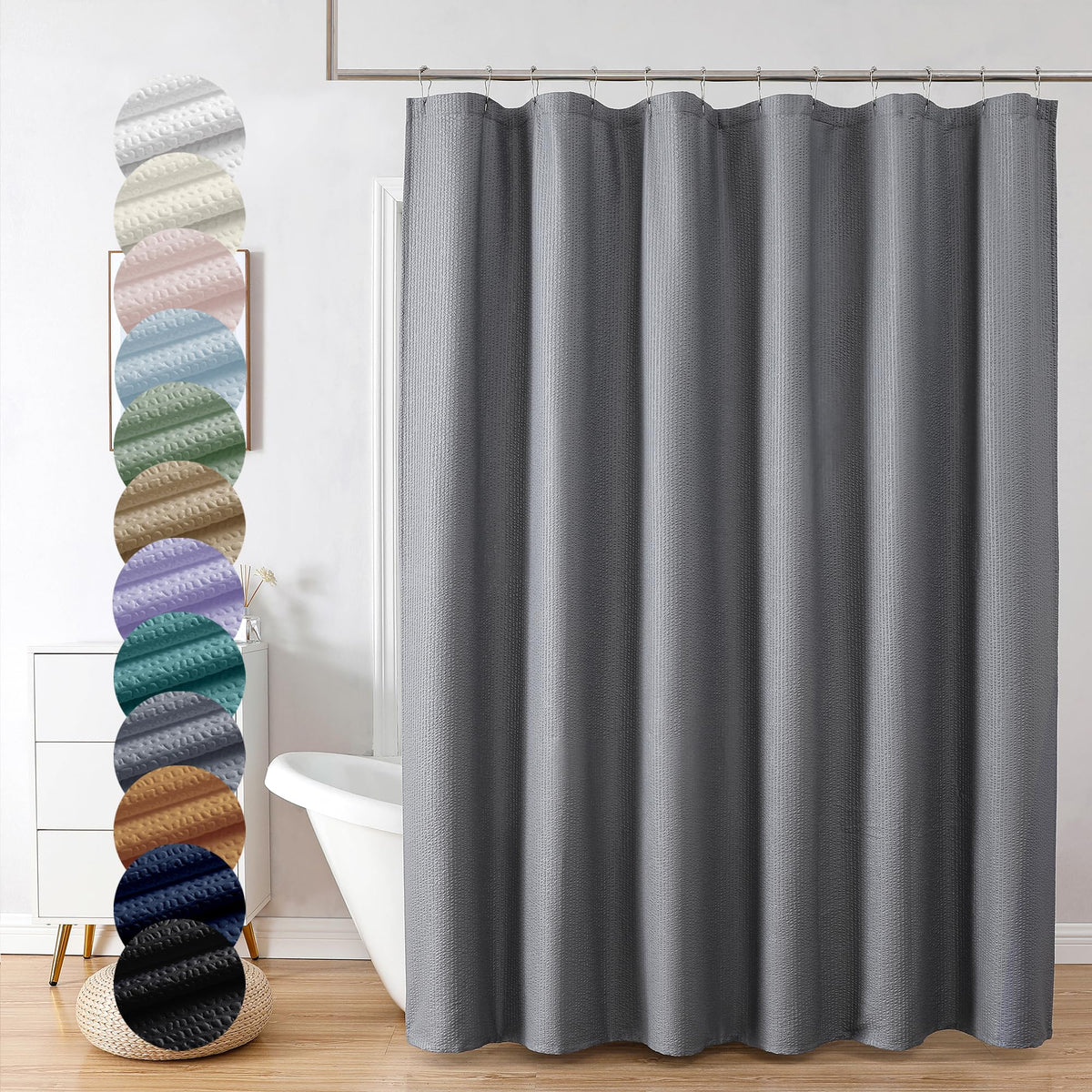 OVZME Berry Cute Shower Curtain, Embossed Textured Fabric Shower Curtain for Bathroom - Soft Cloth & Hotel Spa Luxury, Water Repellent, Machine Washable Shower Curtain, 72X72, Lemon Yellow