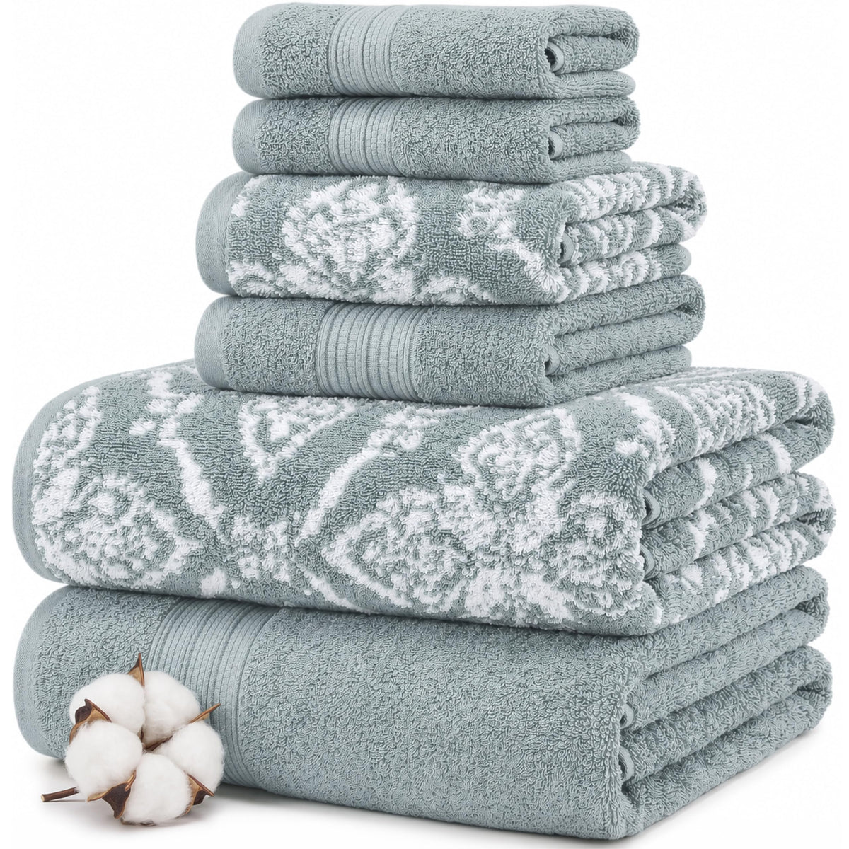 Modern Threads Capri 6-Piece Reversible Yarn Dyed Jacquard Towel Set - Bath Towels, Hand Towels, & Washcloths - Super Absorbent & Quick Dry - 100% Combed Cotton, Gold