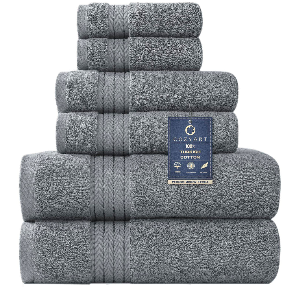 COZYART Luxury Bath Towel Set 6 Pcs, Burnt Orange 100% Turkish Cotton