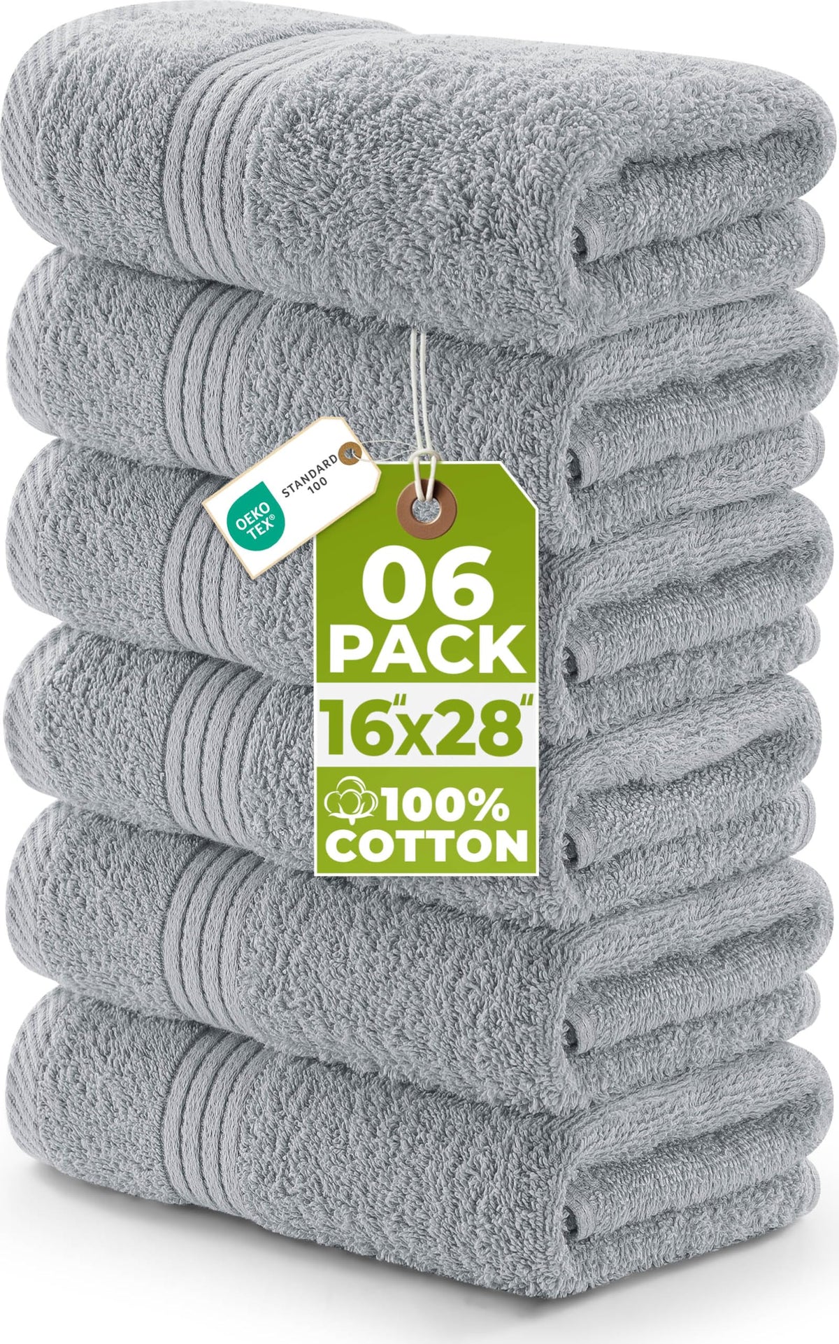 Utopia Towels 6 Piece Hand Towels Set, 16x28 in, 100% Cotton, Turquoise