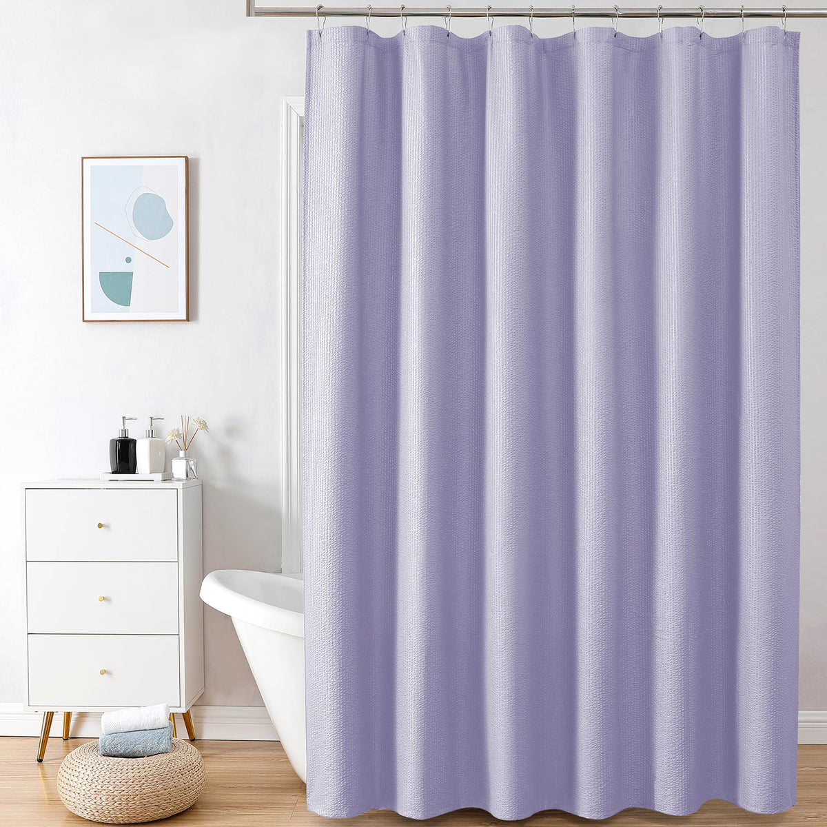 OVZME Berry Cute Shower Curtain, Embossed Textured Fabric Shower Curtain for Bathroom - Soft Cloth & Hotel Spa Luxury, Water Repellent, Machine Washable Shower Curtain, 72X72, Lemon Yellow