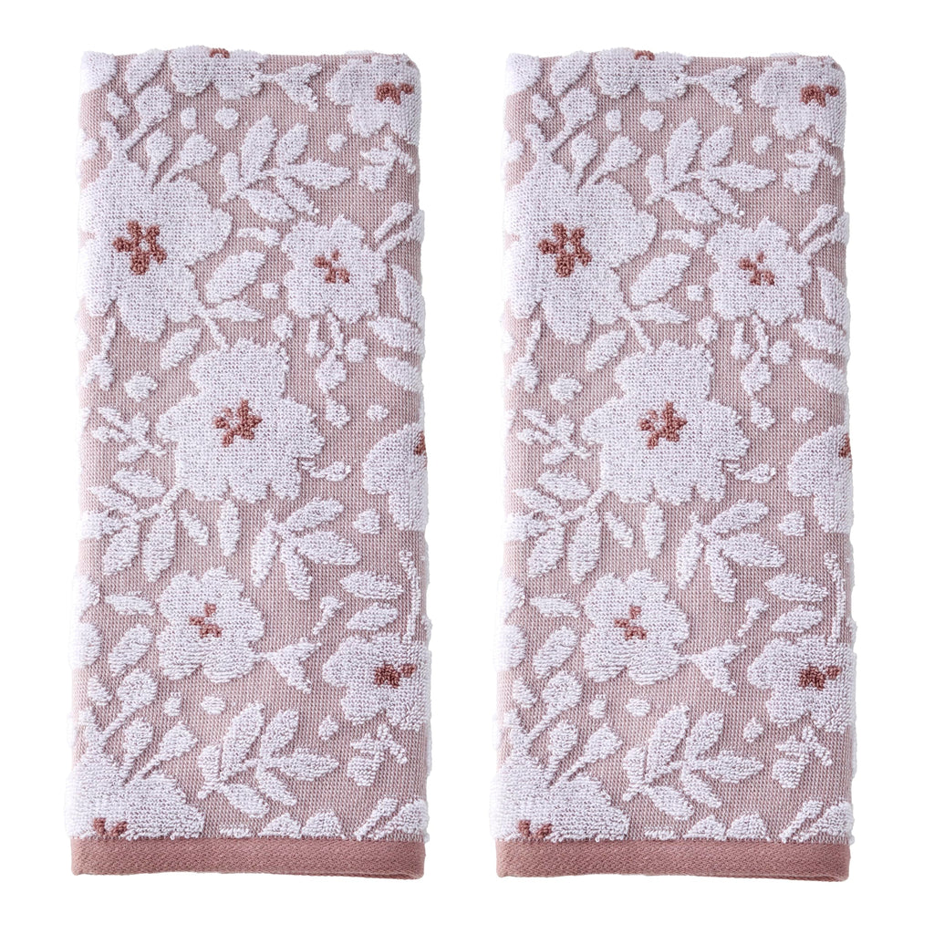 SKL Home Floral Hand Towel Set-2pc, 100% Cotton Jacquard, Gray