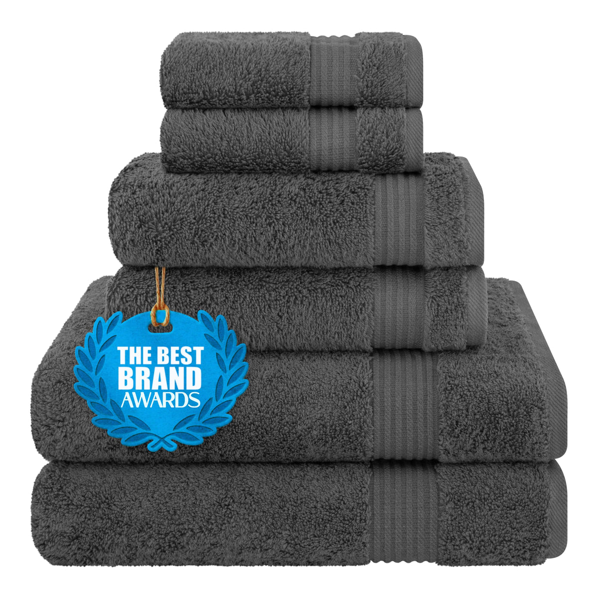 Cotton Paradise 100% Cotton Turkish Towel Set, Soft Absorbent Quick Dry, 6 Piece Towel Set, Navy Blue