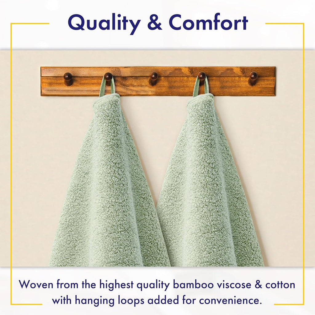 Luxury Viscose from Bamboo Bath Towels, Ultra Soft Set of 6, Eucalyptus