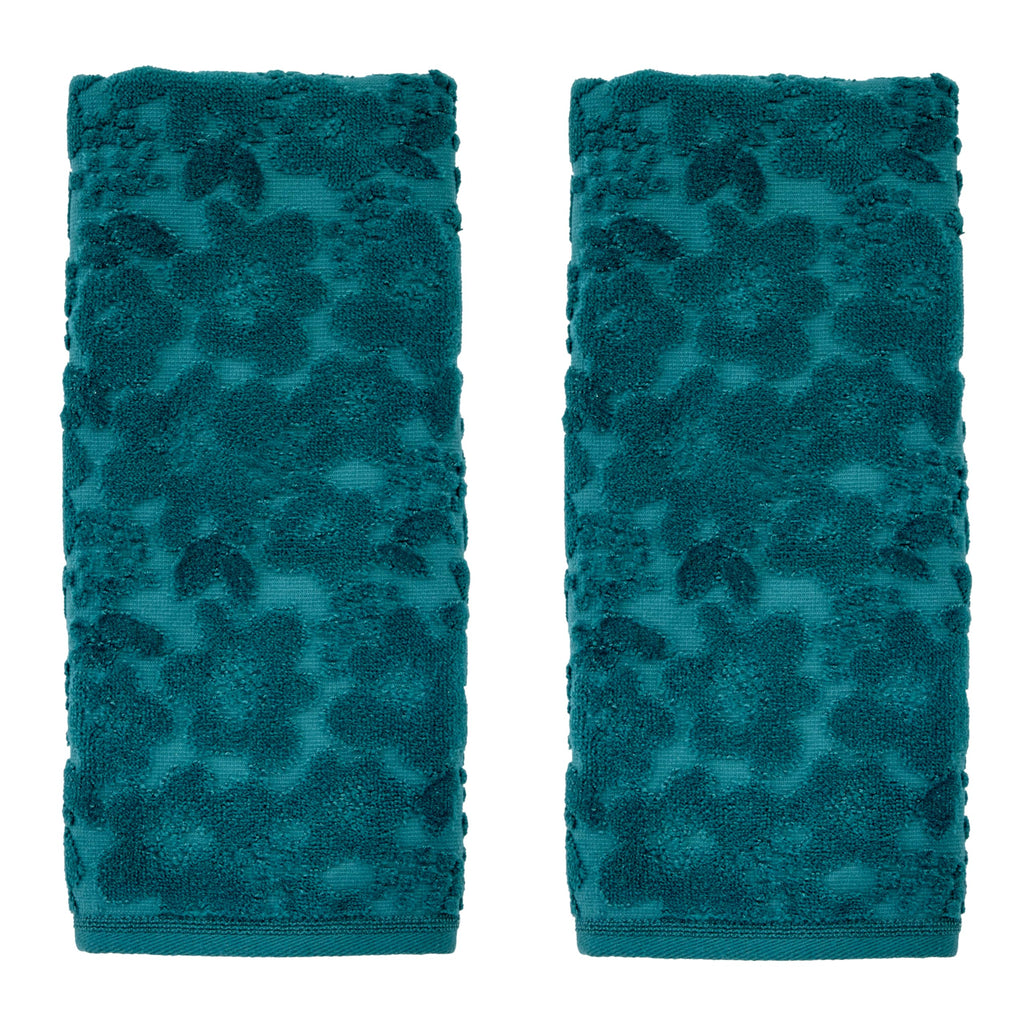 SKL Home Floral Hand Towel Set-2pc, 100% Cotton Jacquard, Gray