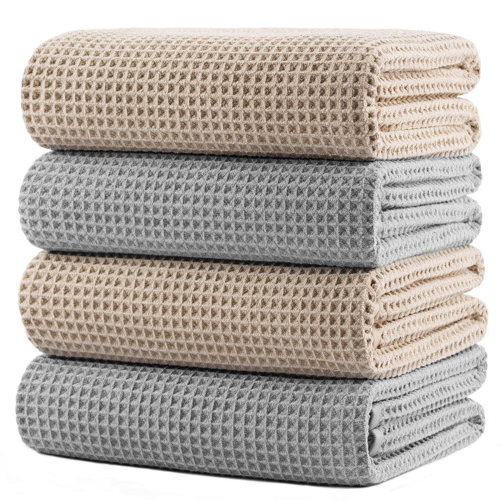 POLYTE 430 GSM Poly Blend Microfiber Quick Dry Waffle Bath Towel, 30x60 in
