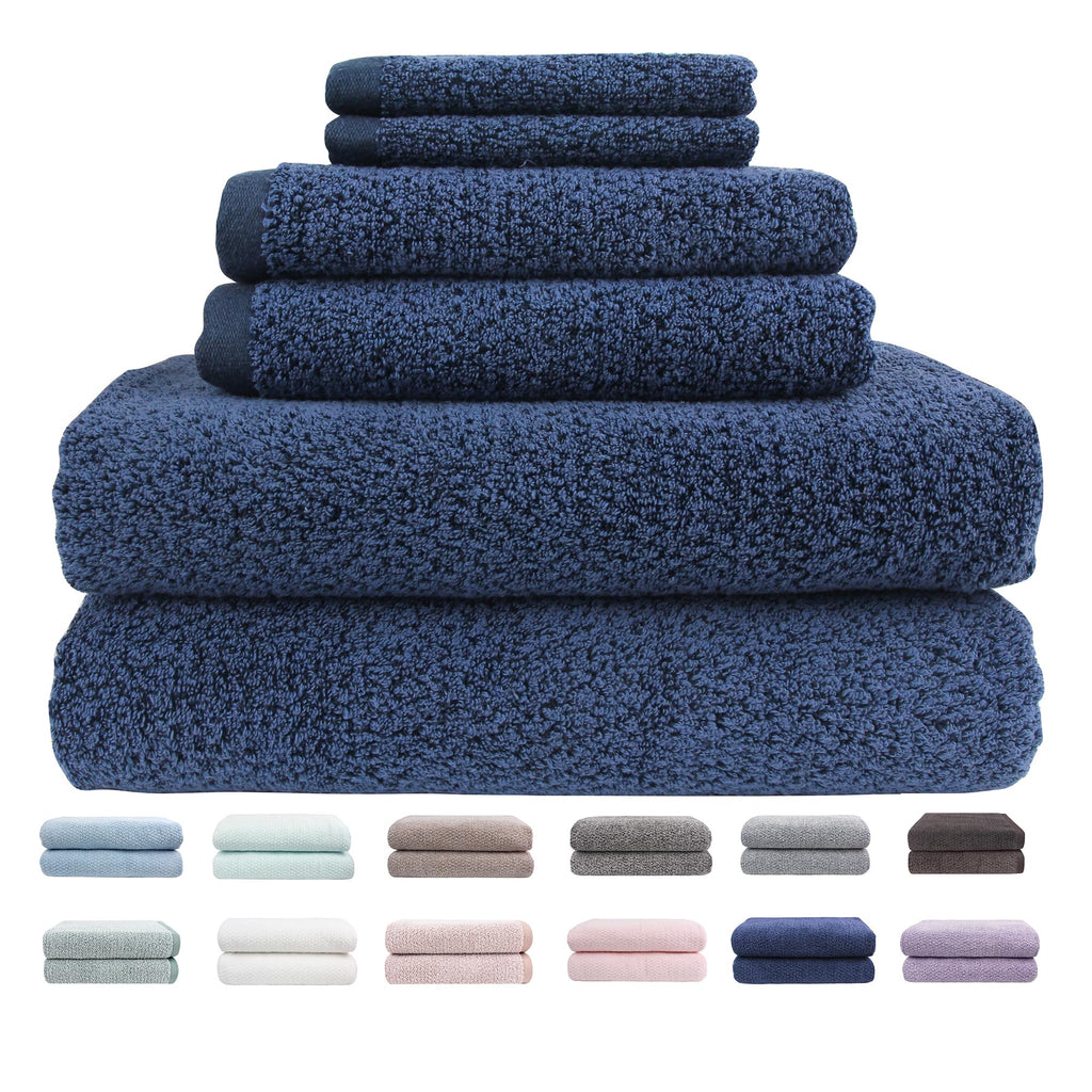 Everplush Diamond Jacquard 6 Pieces Bath Towel Set, Luxury Super Soft Oversized everplush Towels, Highly Absorbent Diamond Jacquard Quick Dry Bath Towel for Bathroom Grey Towel Set