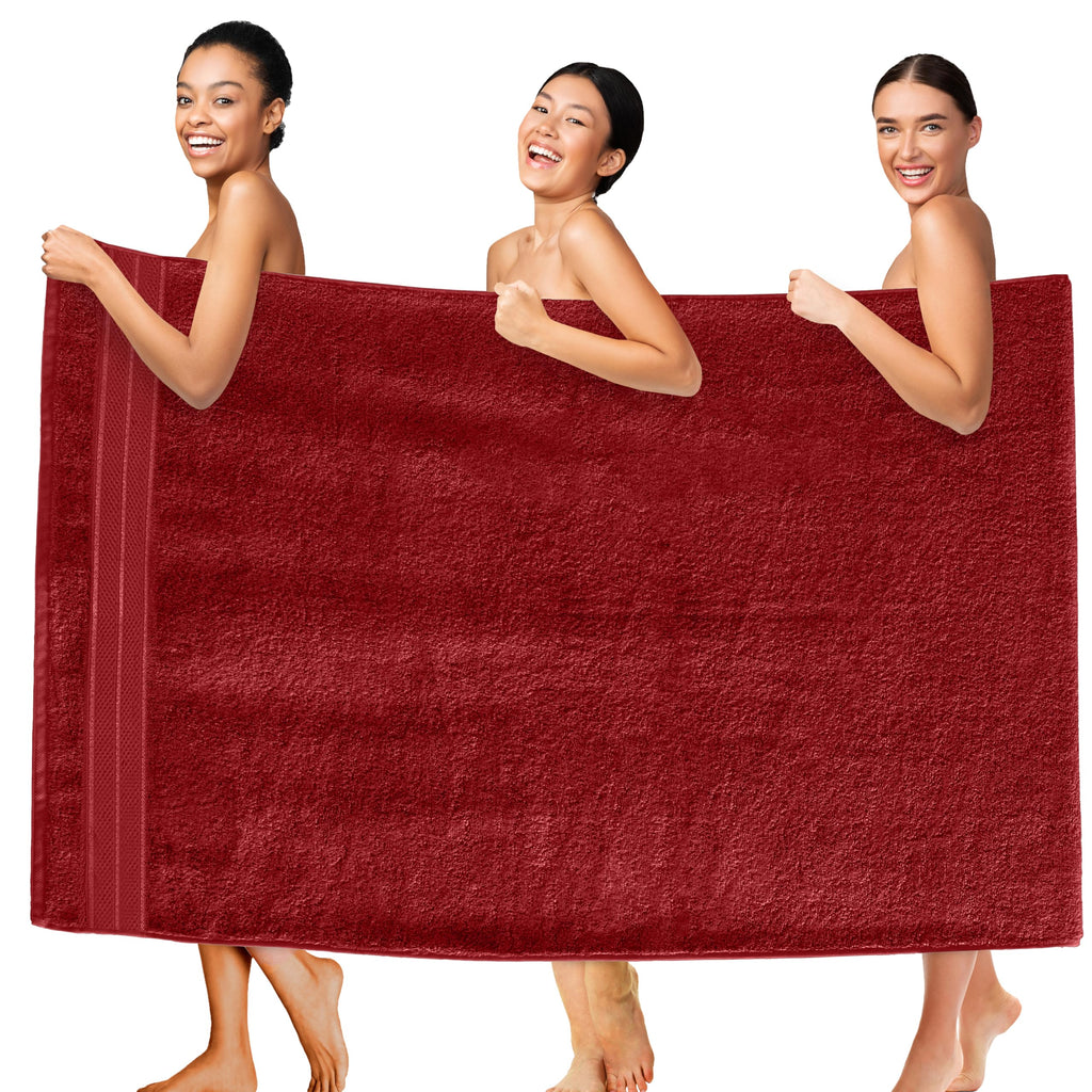 Elegant Comfort Luxury 6-Piece Towel Set, Premium Soft 100% Turkish Cotton, Three Line Popcorn Design 2 Bath Towels, 2 Hand Towels and 2 Washcloths Towel Set-Quick-Drying and Absorbent, Vibrant Orange