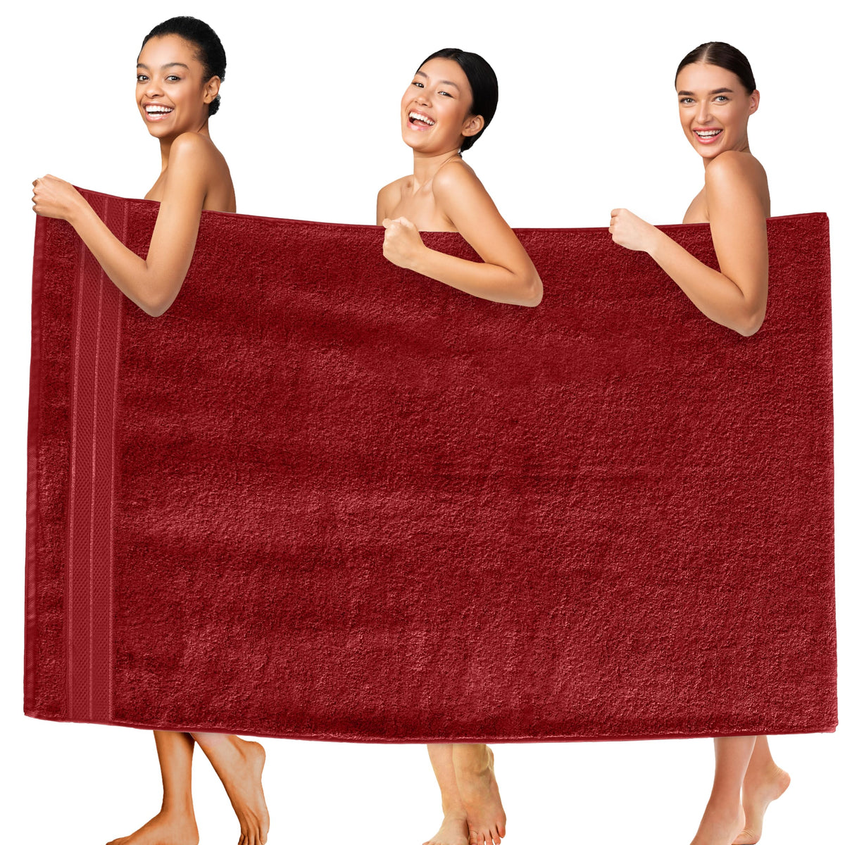Elegant Comfort Luxury 6-Piece Towel Set, Premium Soft 100% Turkish Cotton, Three Line Popcorn Design 2 Bath Towels, 2 Hand Towels and 2 Washcloths Towel Set-Quick-Drying and Absorbent, Vibrant Orange