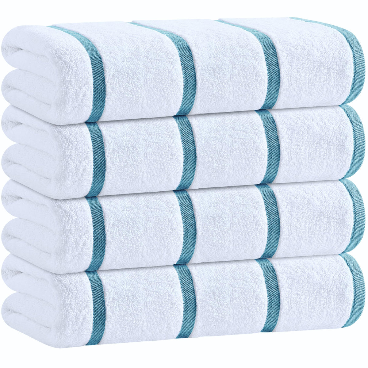 White Classic Cotton Pool Towels Oversized 30 x 60, 4 Pack, Navy Blue