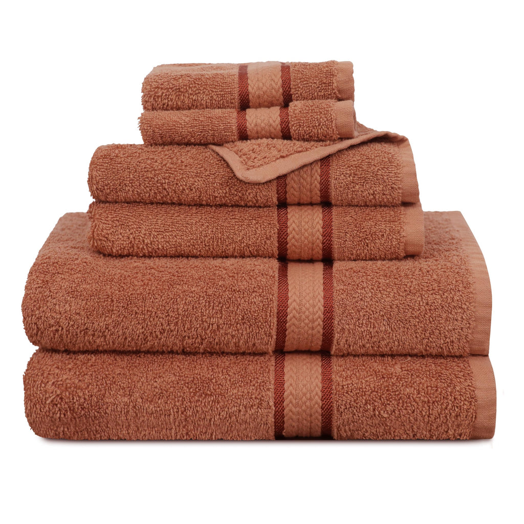COTTON CRAFT Ultra Soft 6 Piece Towel Set - 100% Cotton Towels - Burgundy