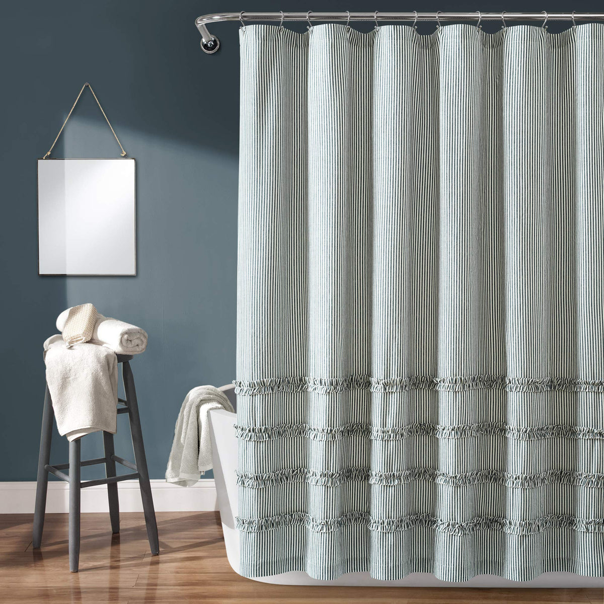 Lush Decor Vintage Stripe Yarn Dyed Cotton Shower Curtain, 72" x 72", Neutral