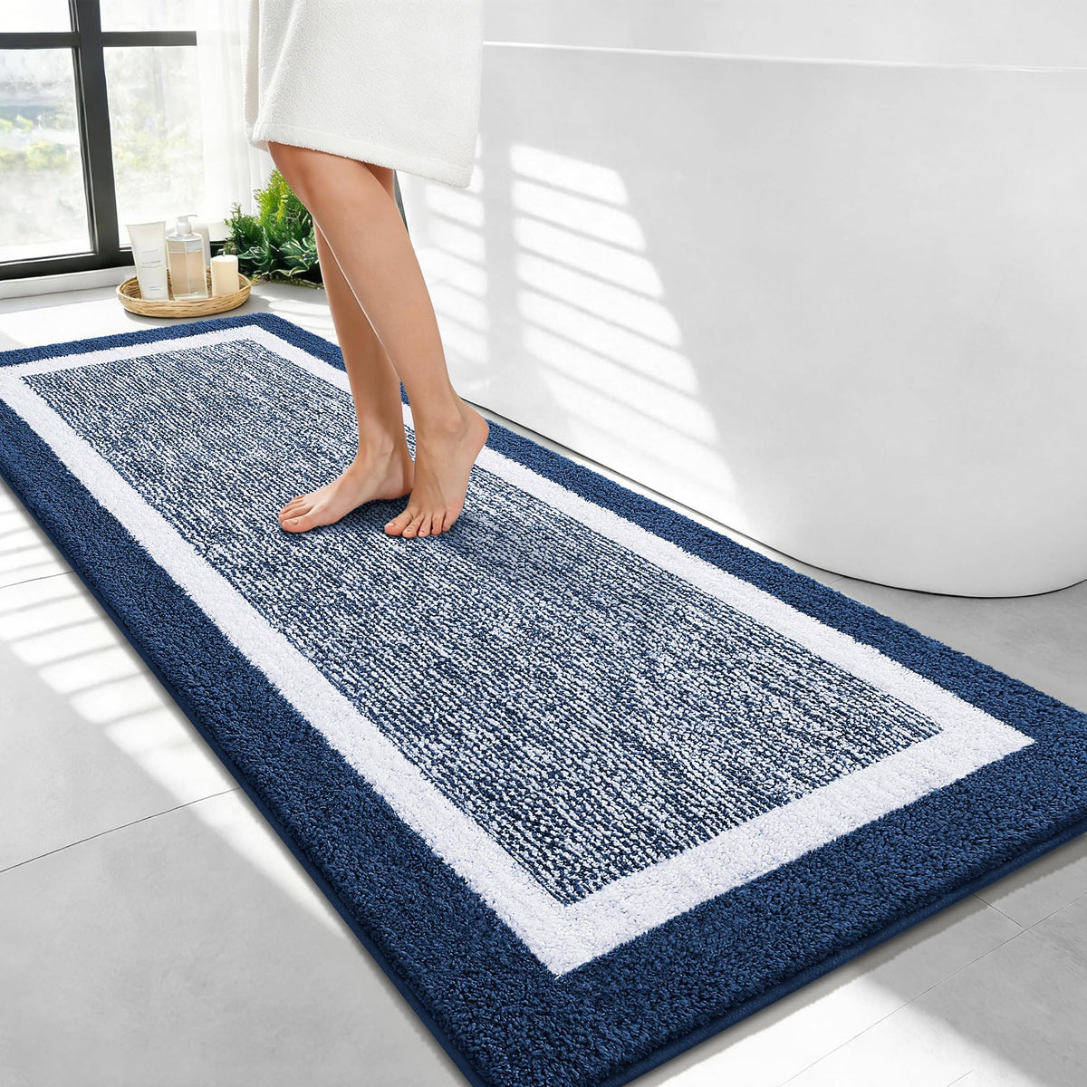 OLANLY Bathroom Rugs 36x24, Soft Absorbent Microfiber Bath Rugs, Grey