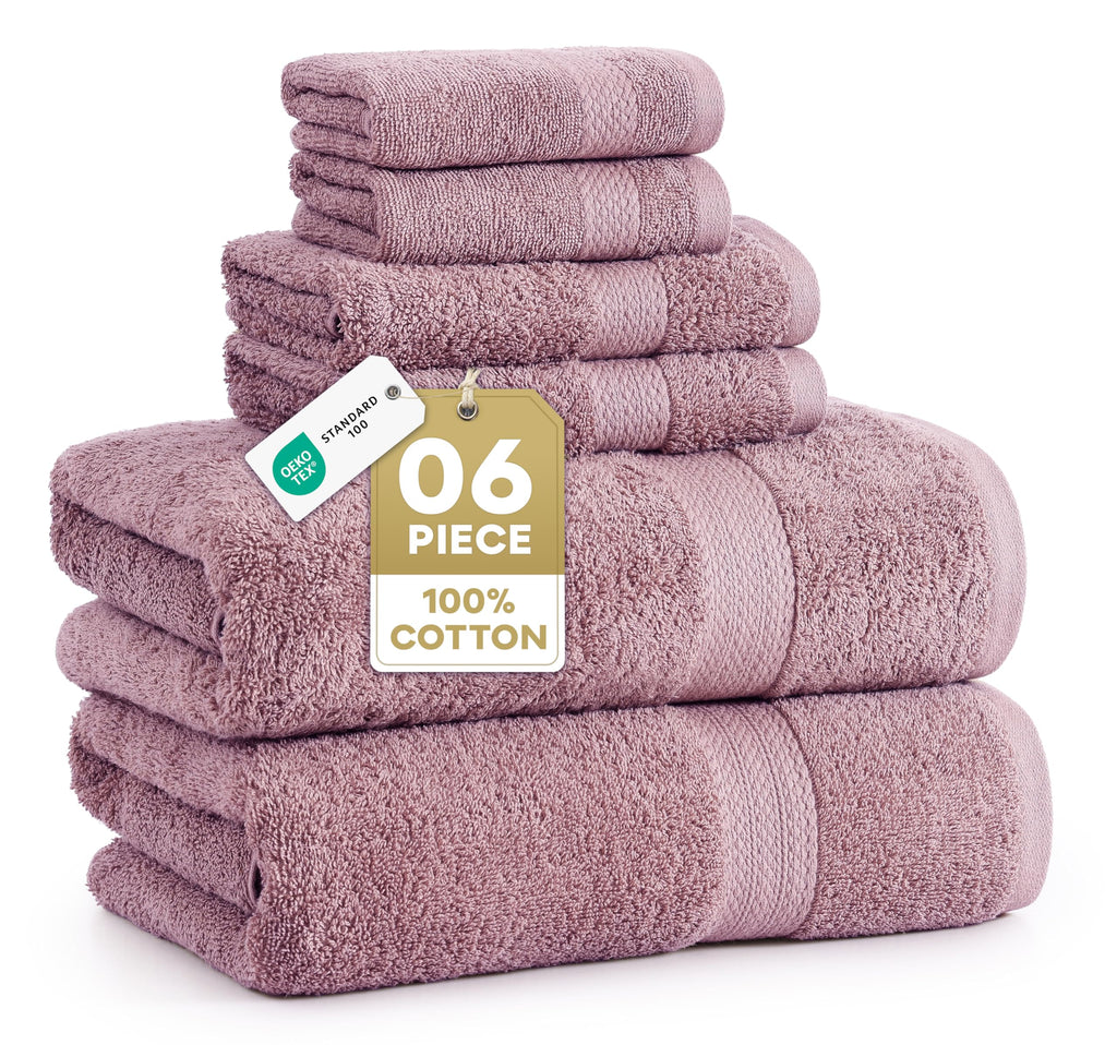 100% Cotton Bath Towels Set Soft Absorbent Quick Dry 16 Piece - Grey