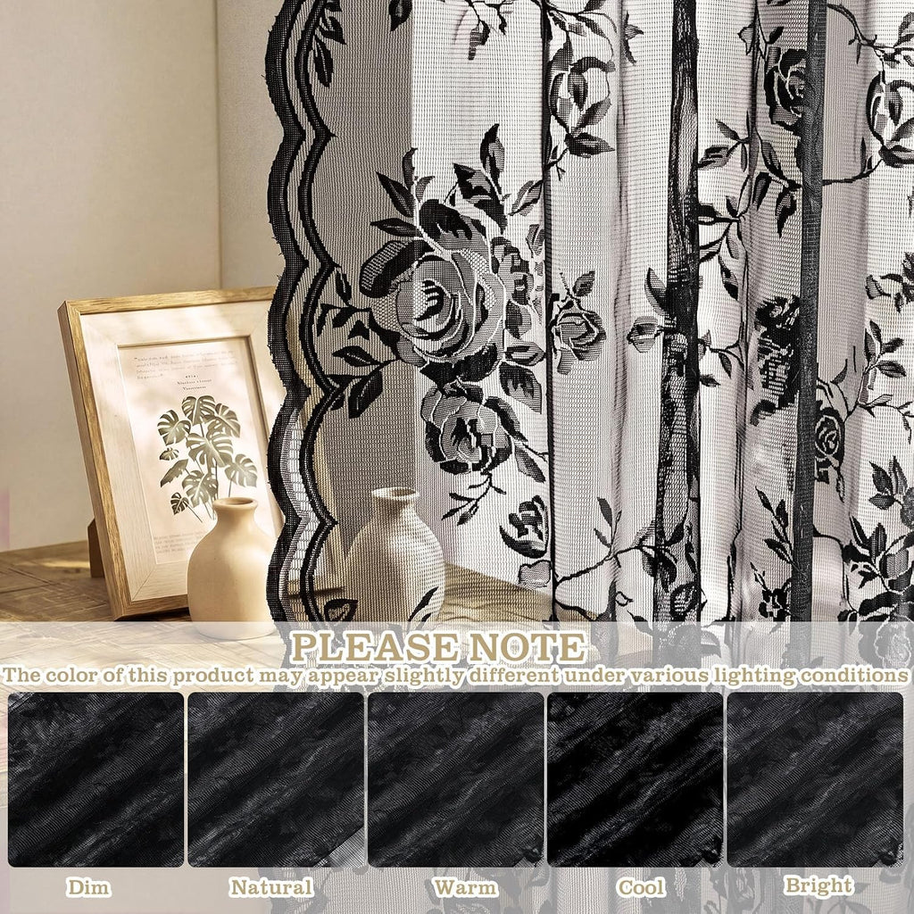 Irenare Black Lace Shower Curtain Victorian Floral Decor 72 x 72 Inch