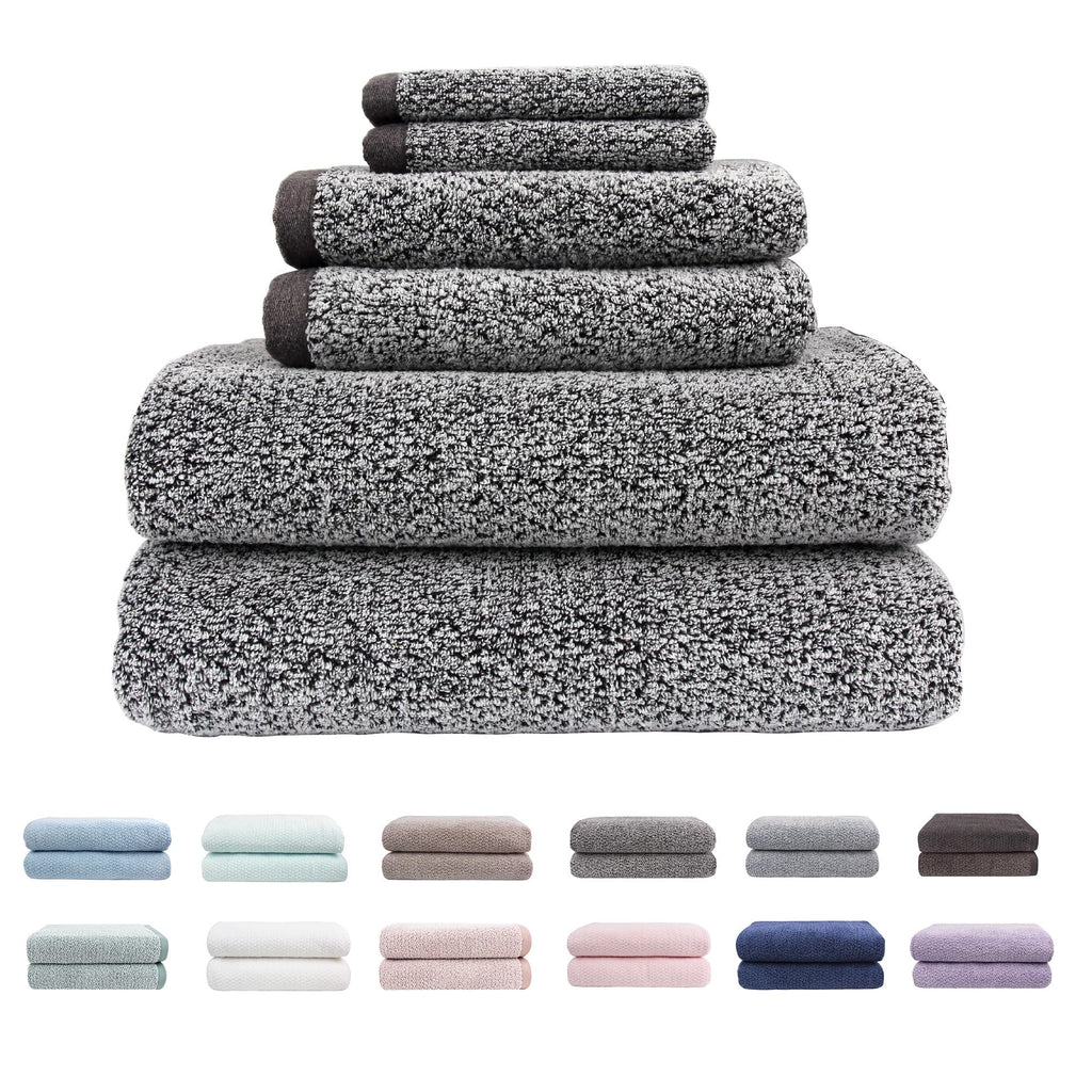 Everplush Diamond Jacquard 6 Pieces Bath Towel Set, Luxury Super Soft Oversized everplush Towels, Highly Absorbent Diamond Jacquard Quick Dry Bath Towel for Bathroom Grey Towel Set