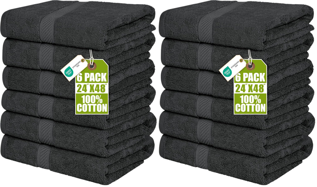 Utopia Towels 6 Pack Medium Bath Towels, 24x48 in, 500 GSM Cotton, Grey