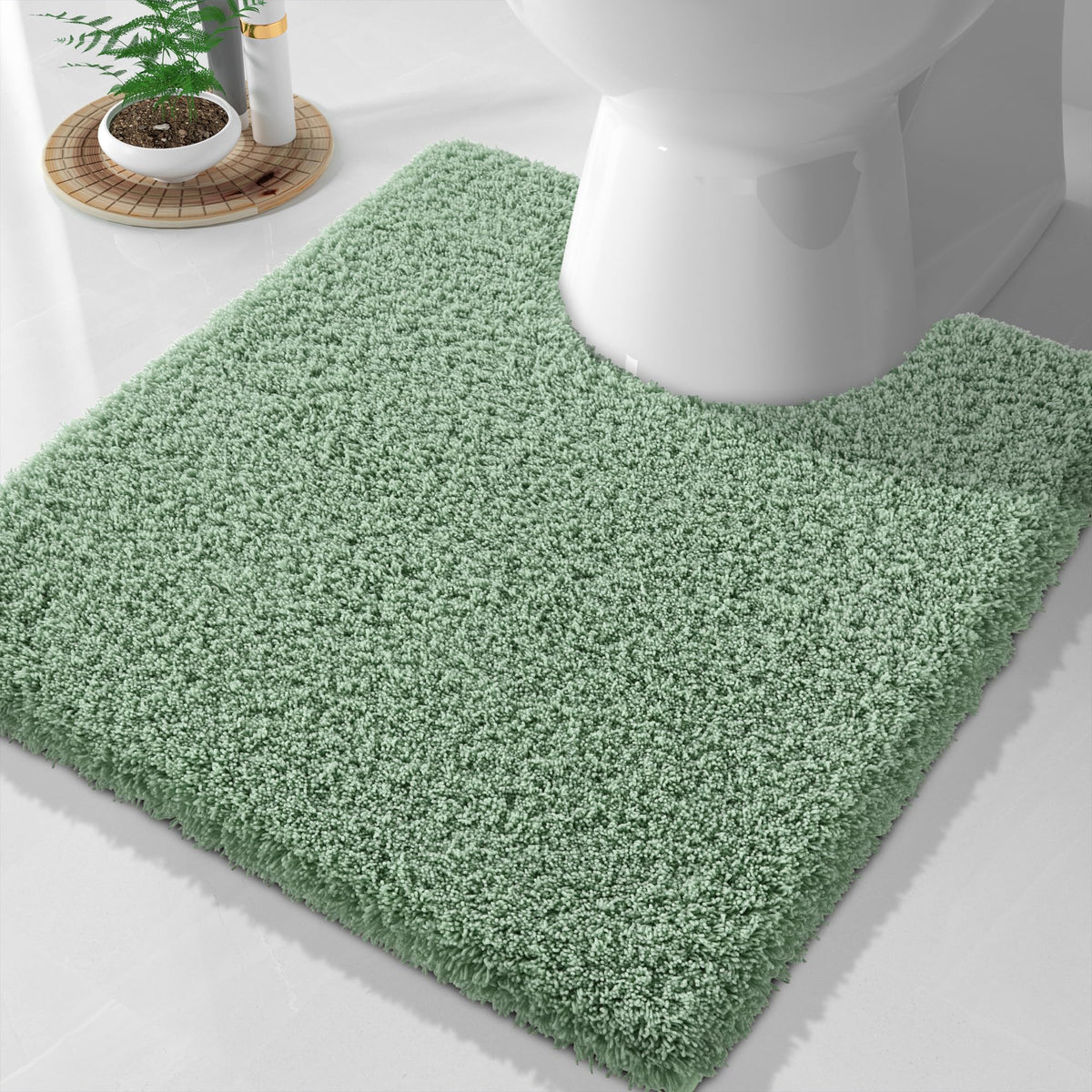 Yimobra Bathroom Rugs Non Slip Washable 32X20, Ultra Soft and Water Absorbent Bath Mats, Plush Fluffy Shower Mat Outside, Microfiber Thick Matts for Bathroom Floor/Tub, Light Gray and White