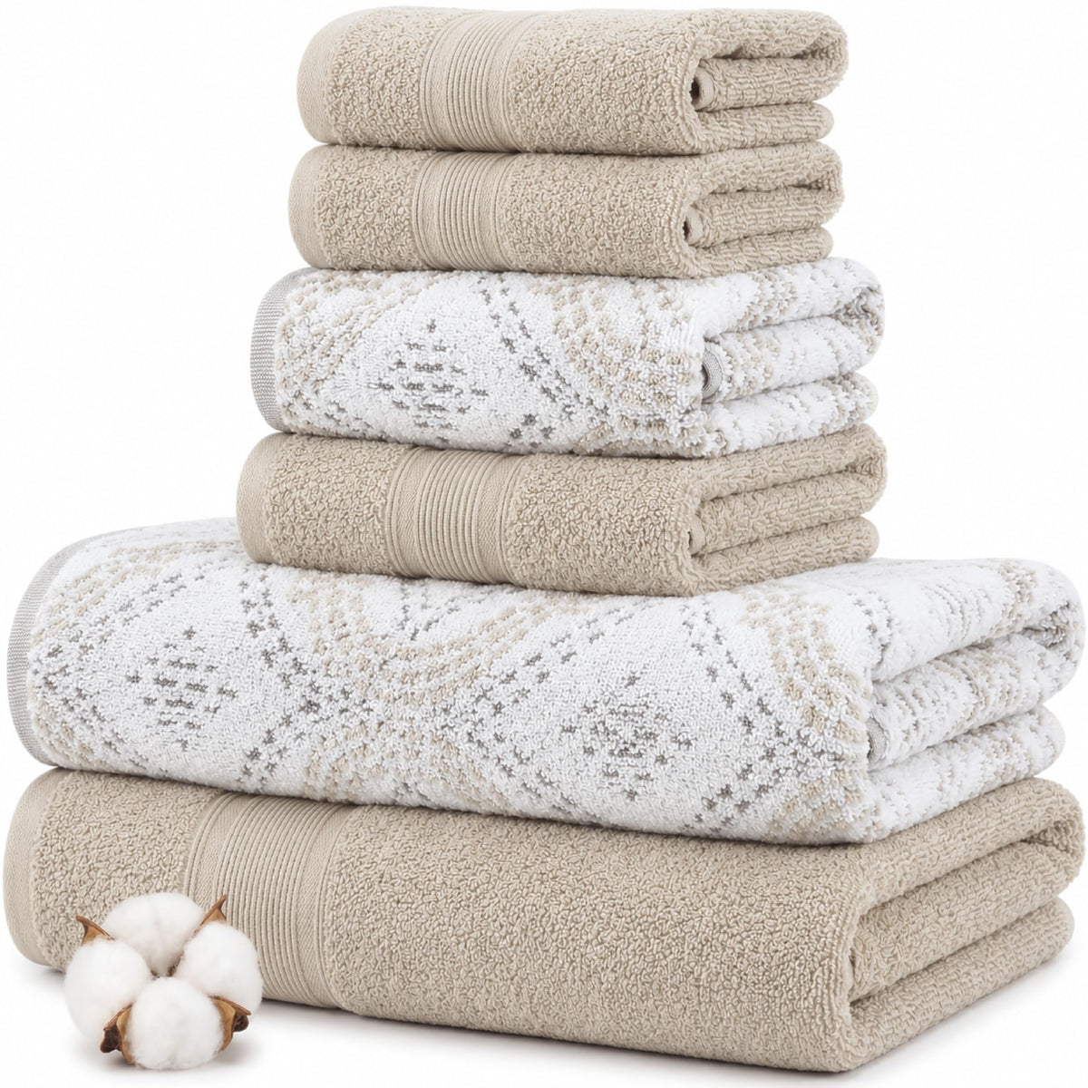 Modern Threads Capri 6-Piece Reversible Yarn Dyed Jacquard Towel Set - Bath Towels, Hand Towels, & Washcloths - Super Absorbent & Quick Dry - 100% Combed Cotton, Gold