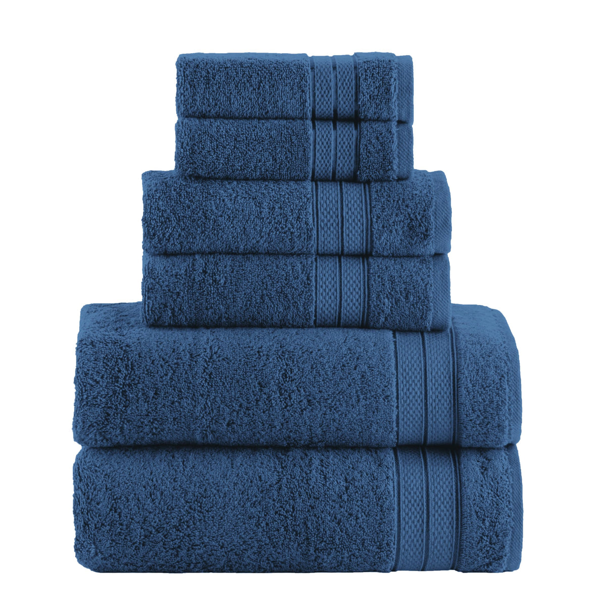 Elegant Comfort Luxury 6-Piece Towel Set, Premium Soft 100% Turkish Cotton, Three Line Popcorn Design 2 Bath Towels, 2 Hand Towels and 2 Washcloths Towel Set-Quick-Drying and Absorbent, Vibrant Orange