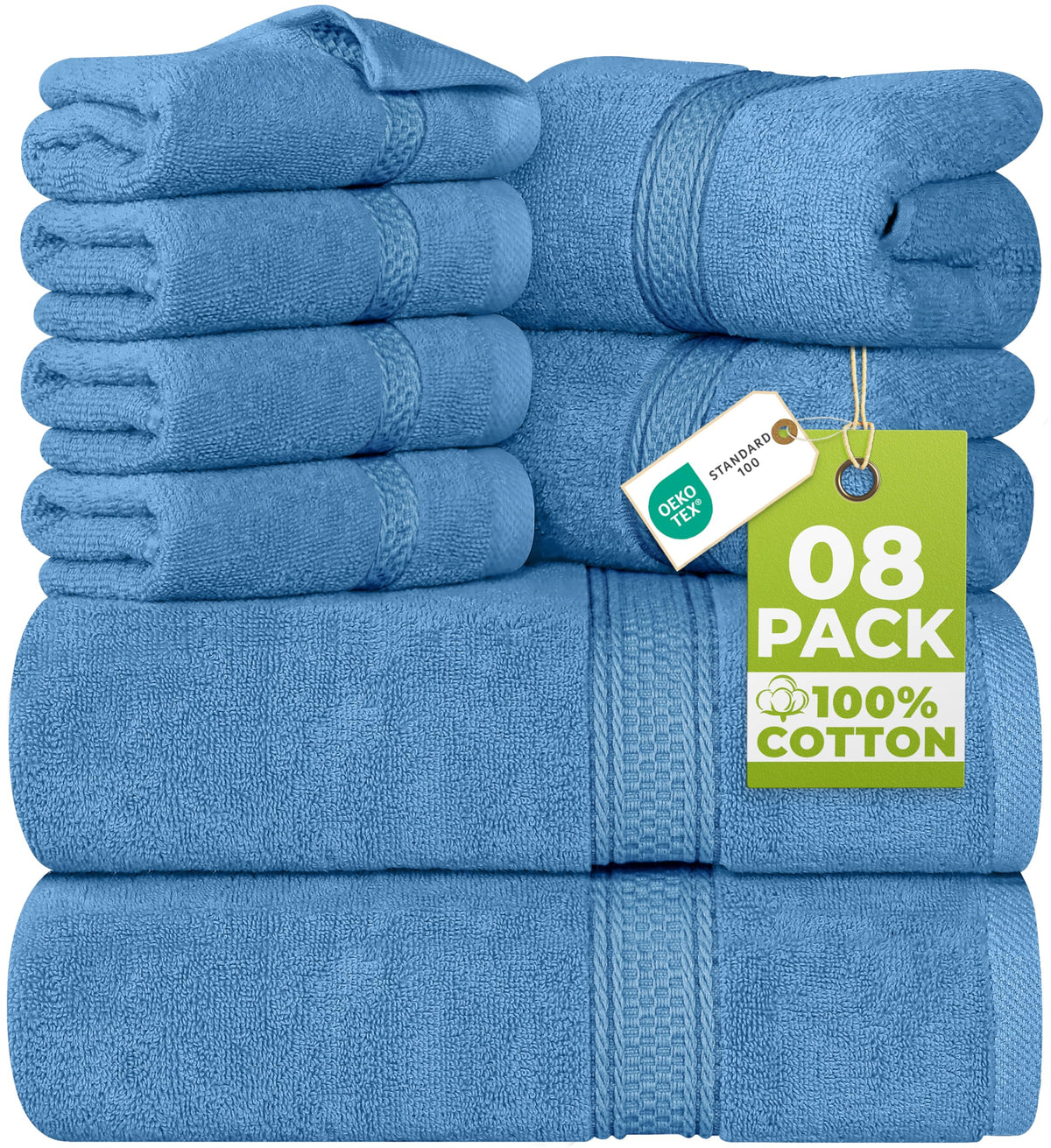 Utopia Towels 8-Piece Premium Towel Set, 2 Bath Towels, 2 Hand Towels, and 4 Wash Cloths, 600 GSM 100% Ring Spun Cotton Highly Absorbent Towels for Bathroom, Gym, Hotel, and Spa (Beige)