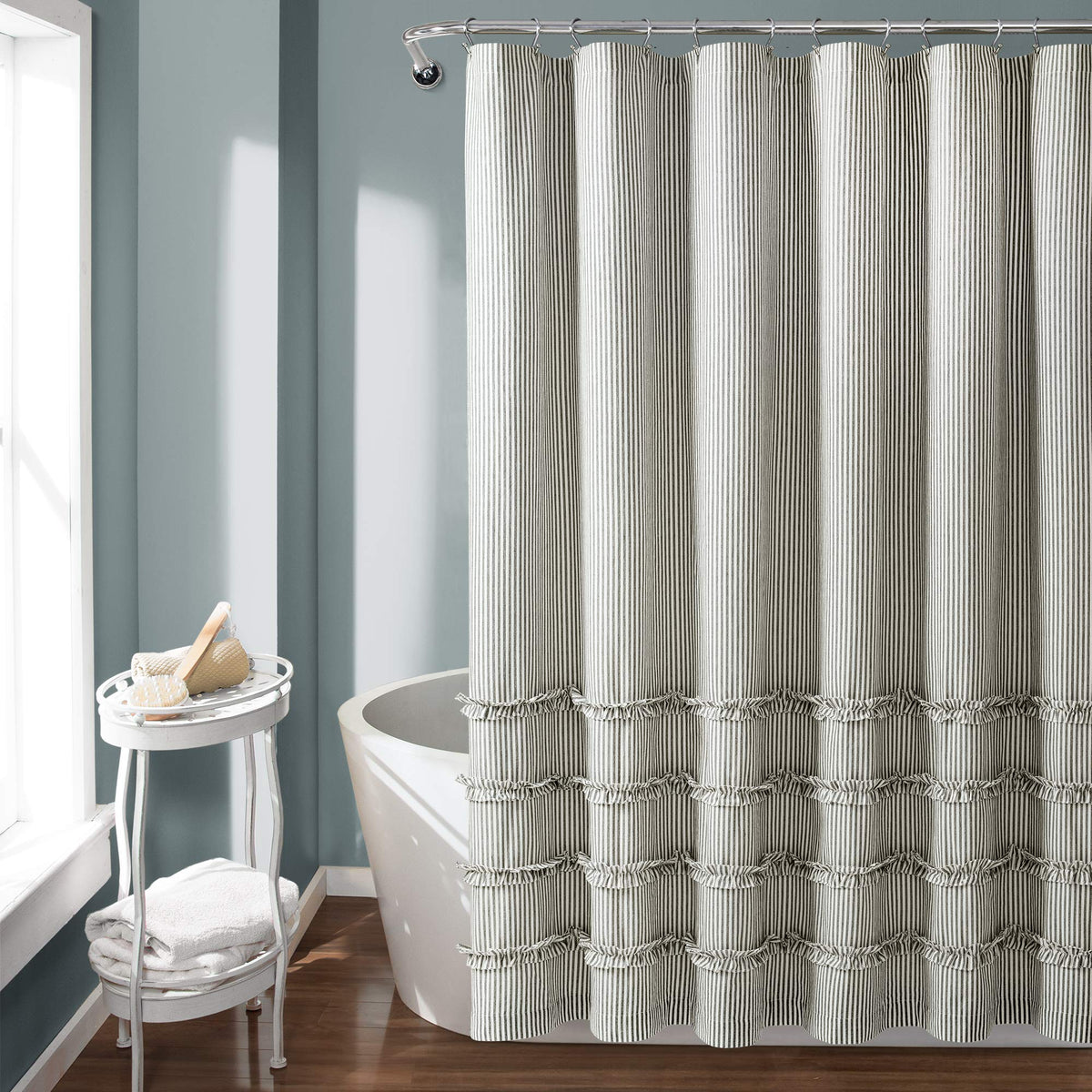 Lush Decor Vintage Stripe Yarn Dyed Cotton Shower Curtain, 72" x 72", Neutral