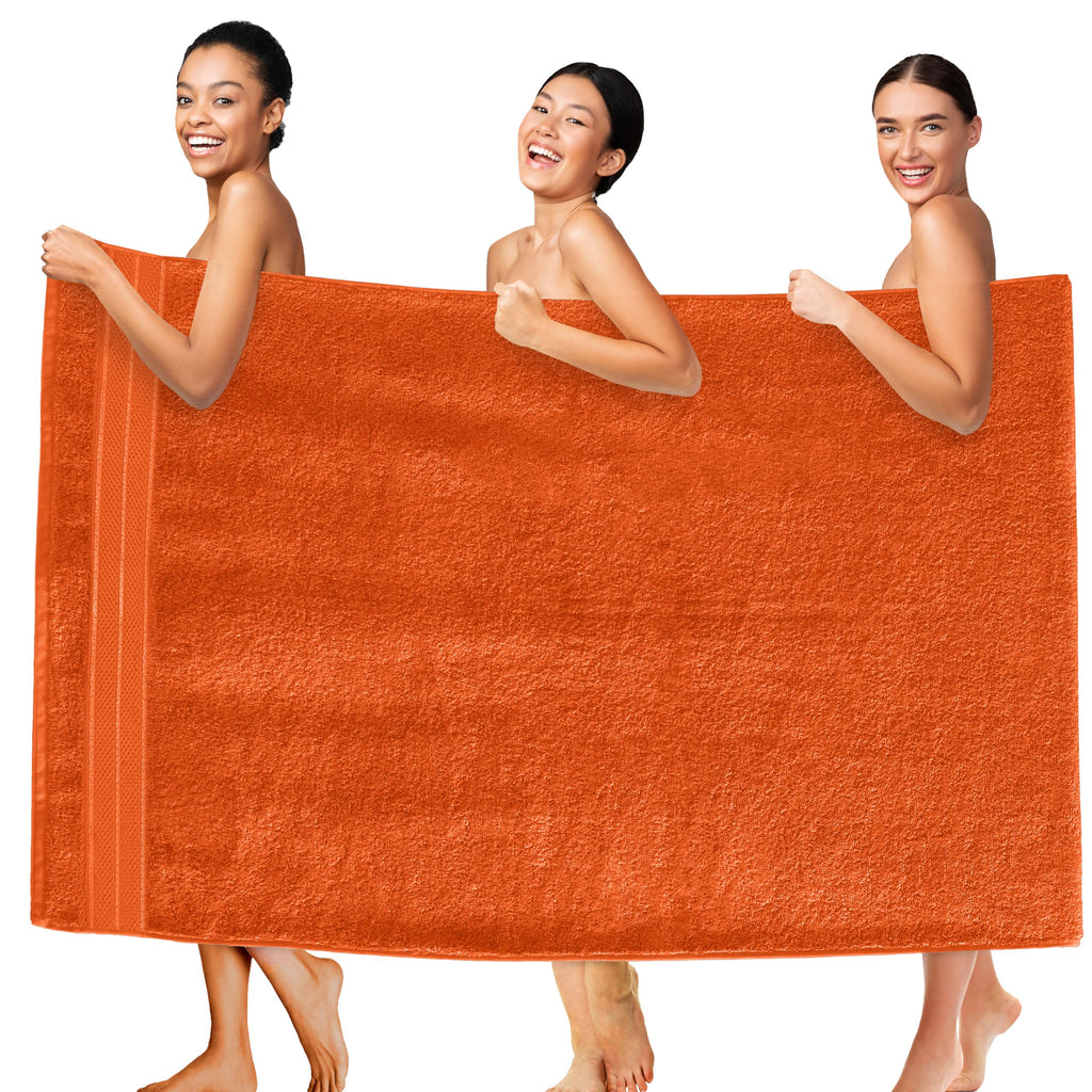 Elegant Comfort Luxury 6-Piece Towel Set, Premium Soft 100% Turkish Cotton, Three Line Popcorn Design 2 Bath Towels, 2 Hand Towels and 2 Washcloths Towel Set-Quick-Drying and Absorbent, Vibrant Orange