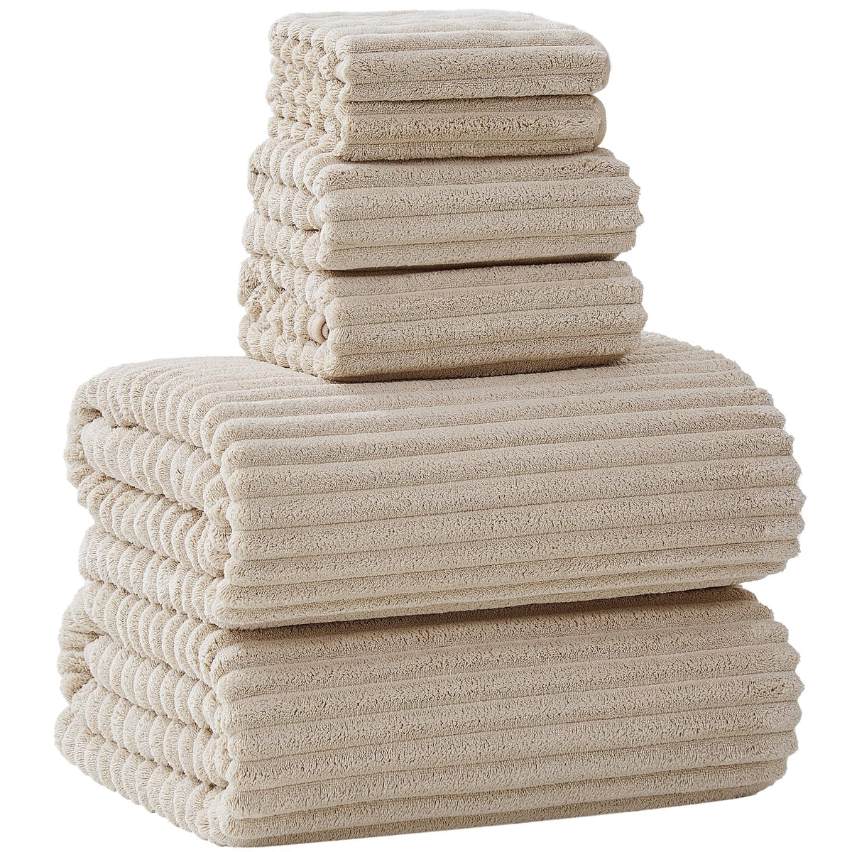 6 PC Bath Towel Set, 40"x80" Oversized Bath Sheets, Olive Green