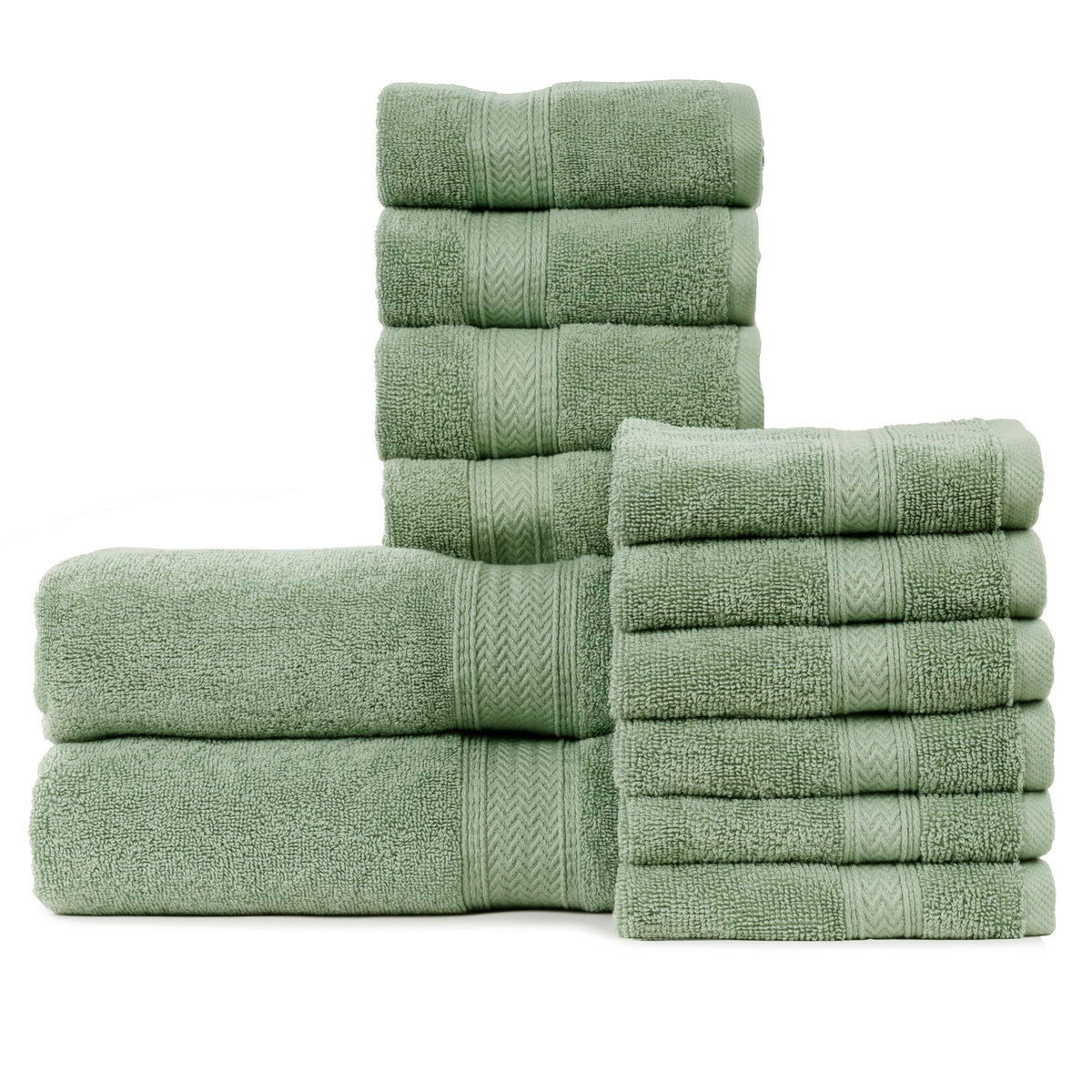 HILLFAIR 100% Cotton 24 Piece Bath Towels Set for Bathroom - Ocean Blue