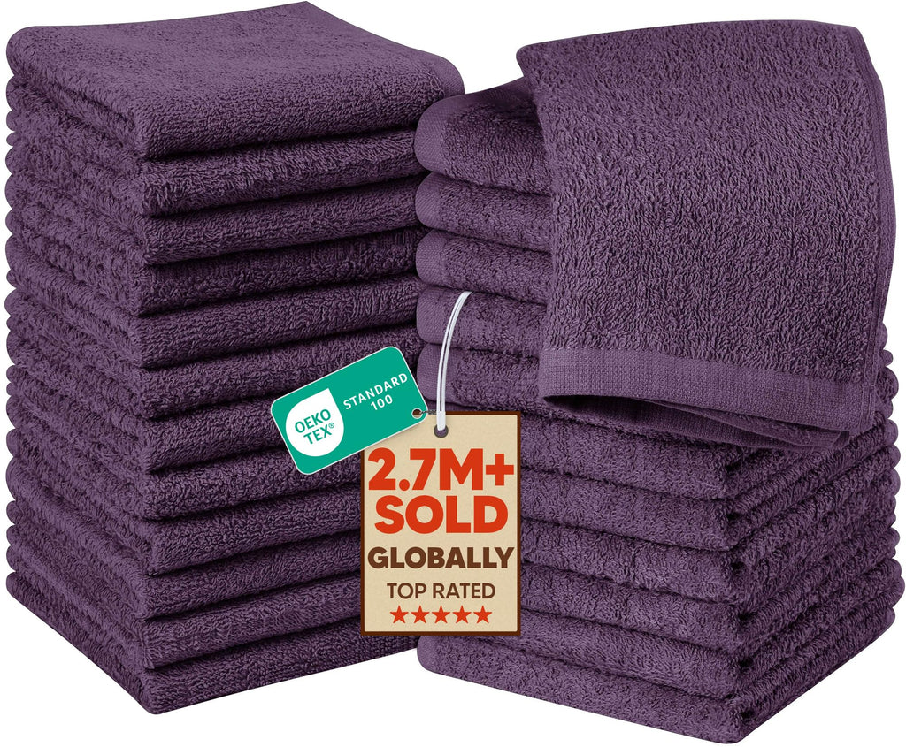Utopia Towels 24 Pack Washcloths, 12x12 in, 100% Cotton, White
