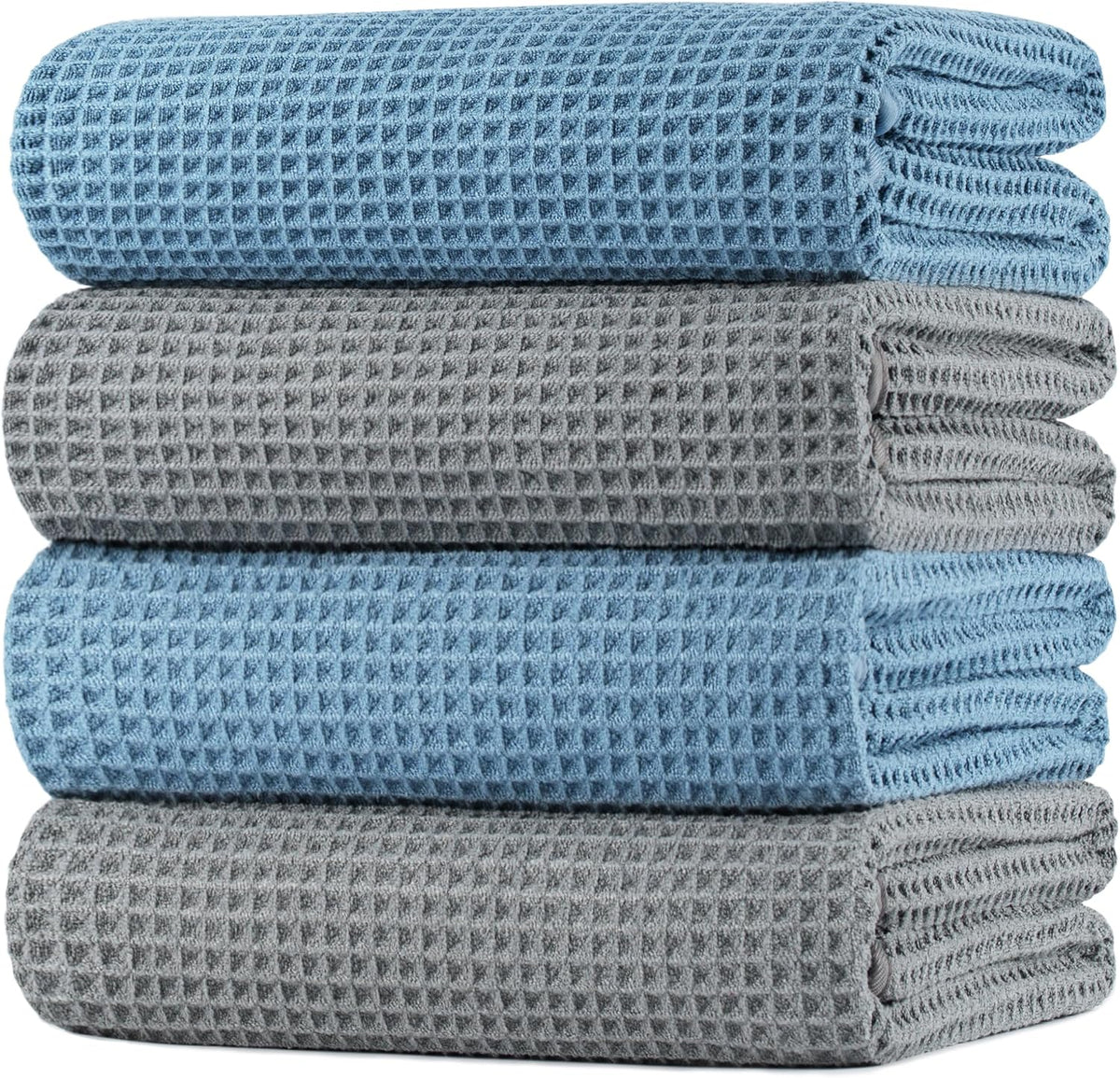 POLYTE 430 GSM Poly Blend Microfiber Quick Dry Waffle Bath Towel, 30x60 in
