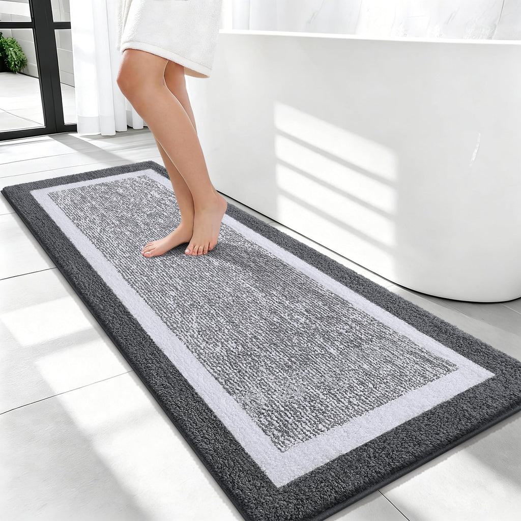 OLANLY Bathroom Rugs 36x24, Soft Absorbent Microfiber Bath Rugs, Grey