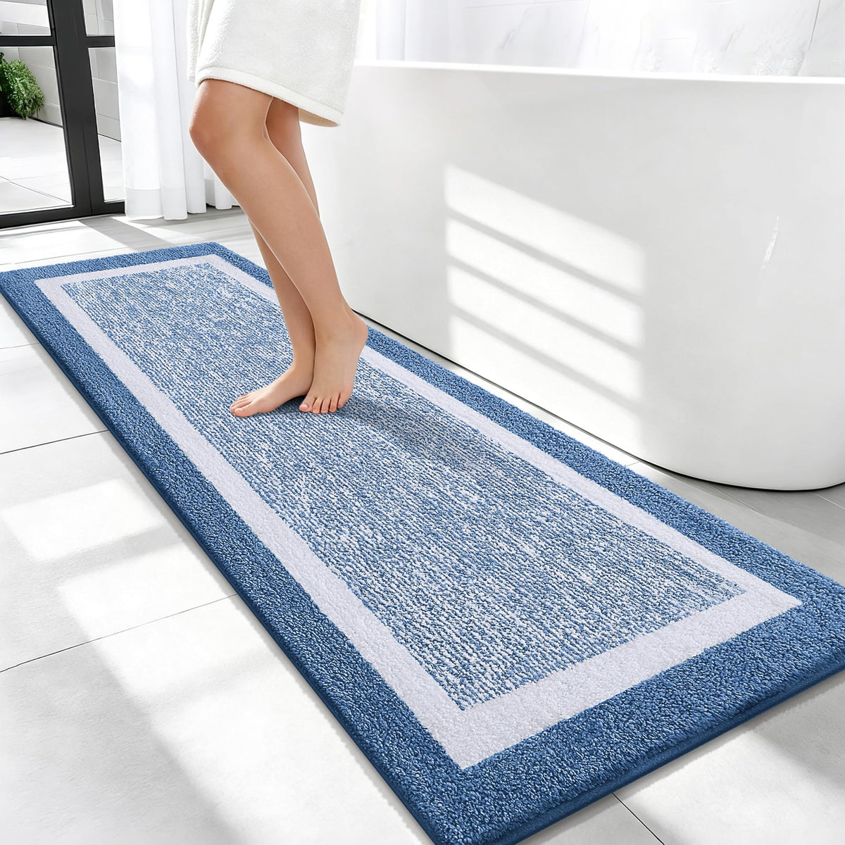 OLANLY Bathroom Rugs 36x24, Soft Absorbent Microfiber Bath Rugs, Grey