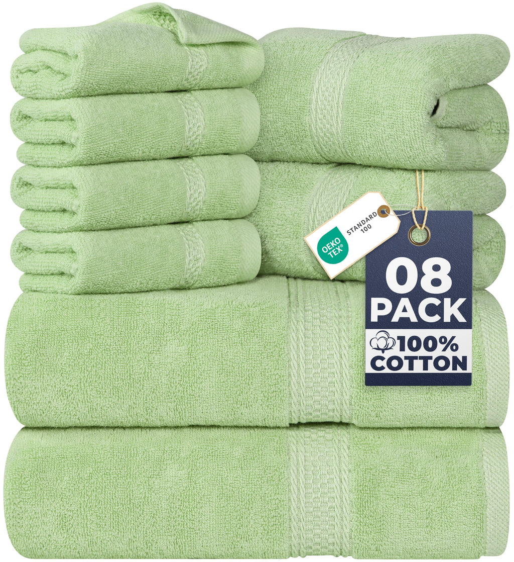 Utopia Towels 8-Piece Premium Towel Set, 2 Bath Towels, 2 Hand Towels, and 4 Wash Cloths, 600 GSM 100% Ring Spun Cotton Highly Absorbent Towels for Bathroom, Gym, Hotel, and Spa (Beige)