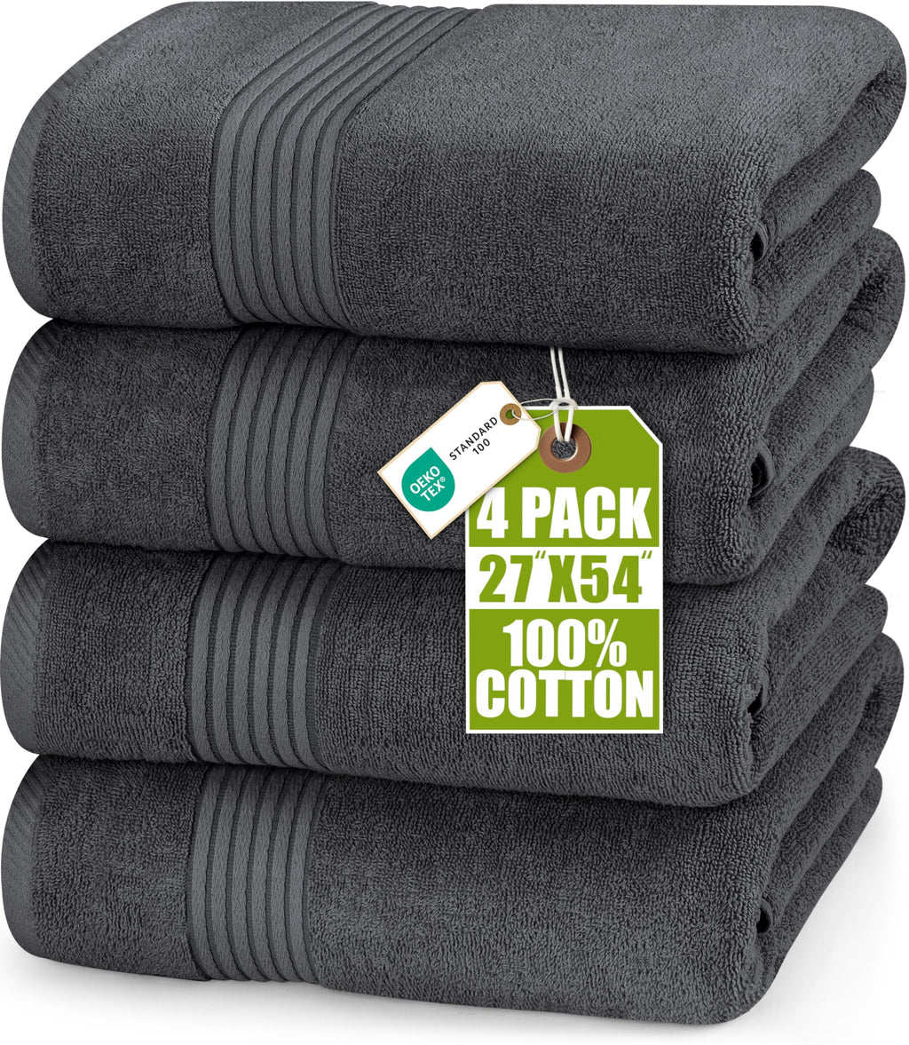 Utopia Towels Luxurious Bath Towels Set, 27x54 in, 4 Pack, Soft, White