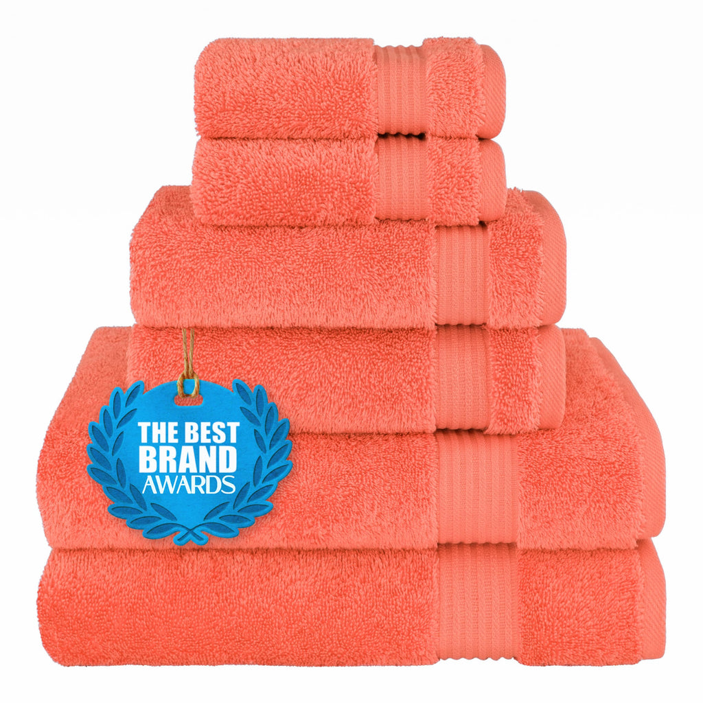 Cotton Paradise 100% Cotton Turkish Towel Set, Soft Absorbent Quick Dry, 6 Piece Towel Set, Navy Blue
