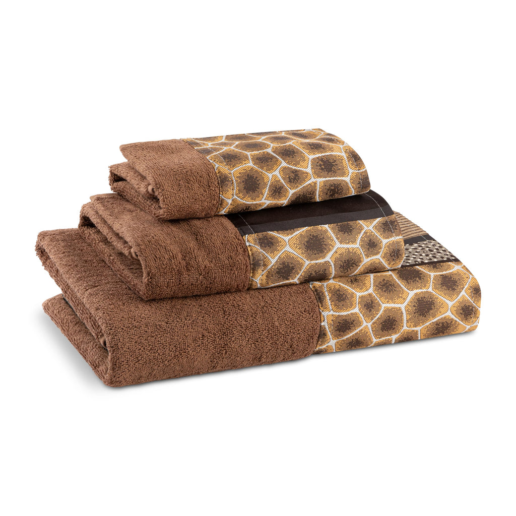 Zahari Home Spindle Modern Bathroom Towel Set - 3 Piece Bath, Hand, and Wash Towels - Classic Luxury Contemporary Decor - Beautiful Gold Unique Design Bath Ensemble