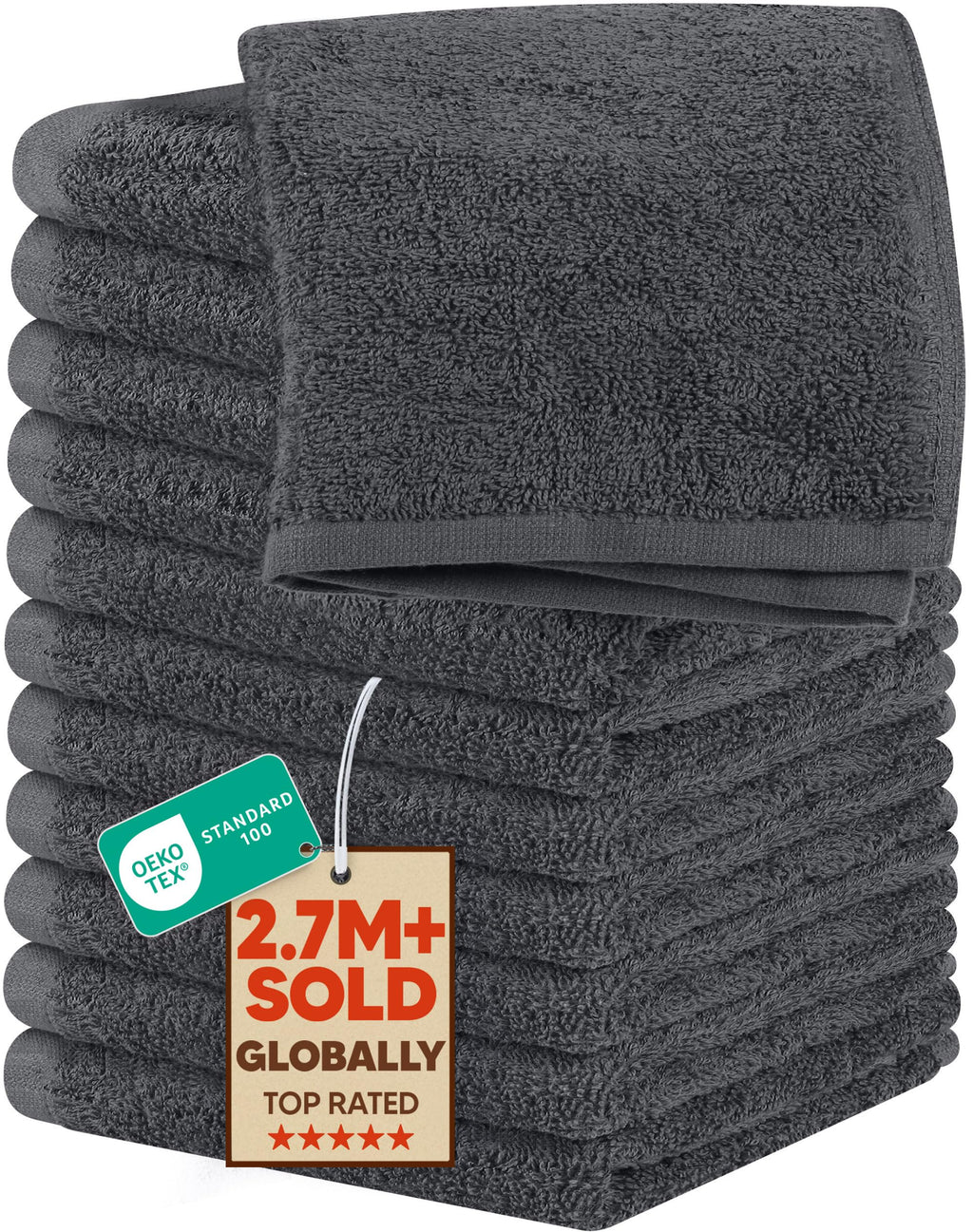 Utopia Towels 24 Pack Washcloths, 12x12 in, 100% Cotton, White