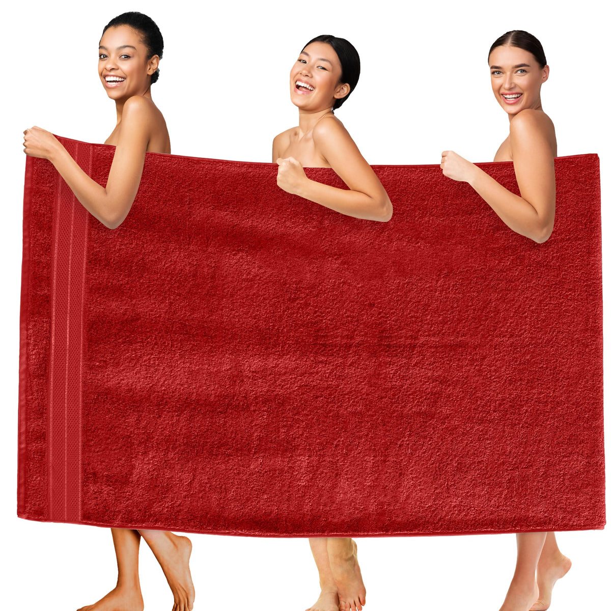 Elegant Comfort Luxury 6-Piece Towel Set, Premium Soft 100% Turkish Cotton, Three Line Popcorn Design 2 Bath Towels, 2 Hand Towels and 2 Washcloths Towel Set-Quick-Drying and Absorbent, Vibrant Orange