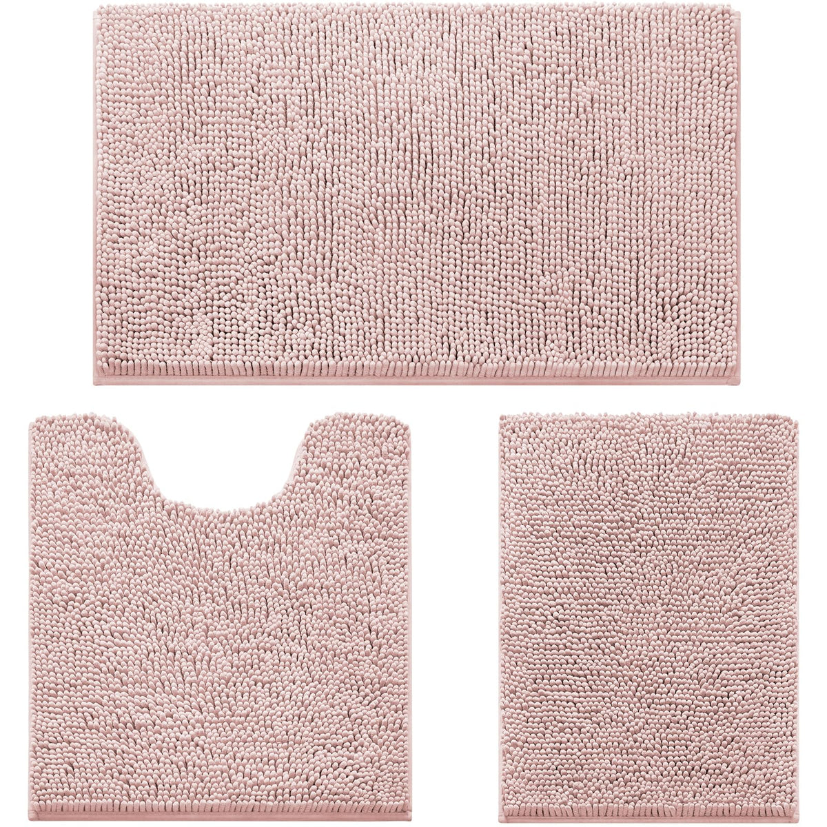 HOMEIDEAS Bathroom Rugs Set of 3, Super Soft Absorbent Chenille Bath Rugs