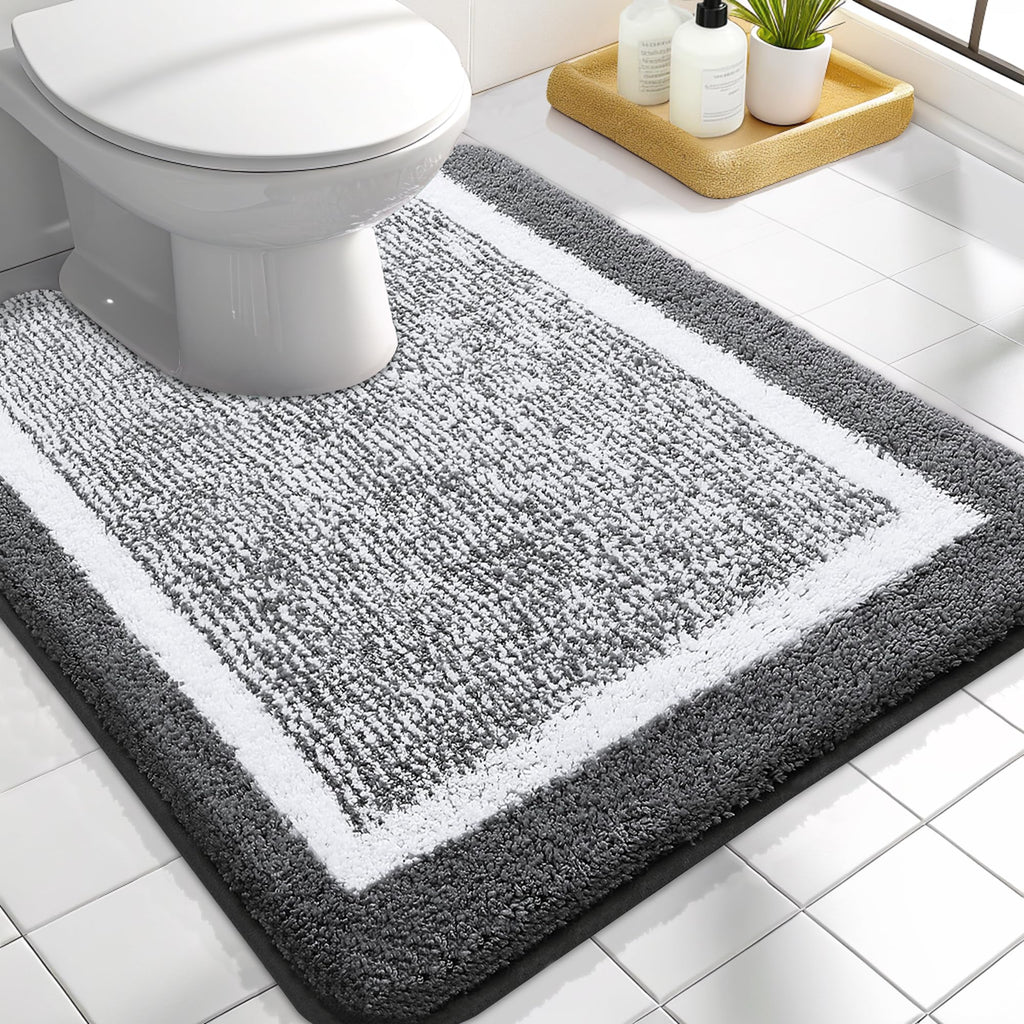 OLANLY Bathroom Rugs 36x24, Soft Absorbent Microfiber Bath Rugs, Grey