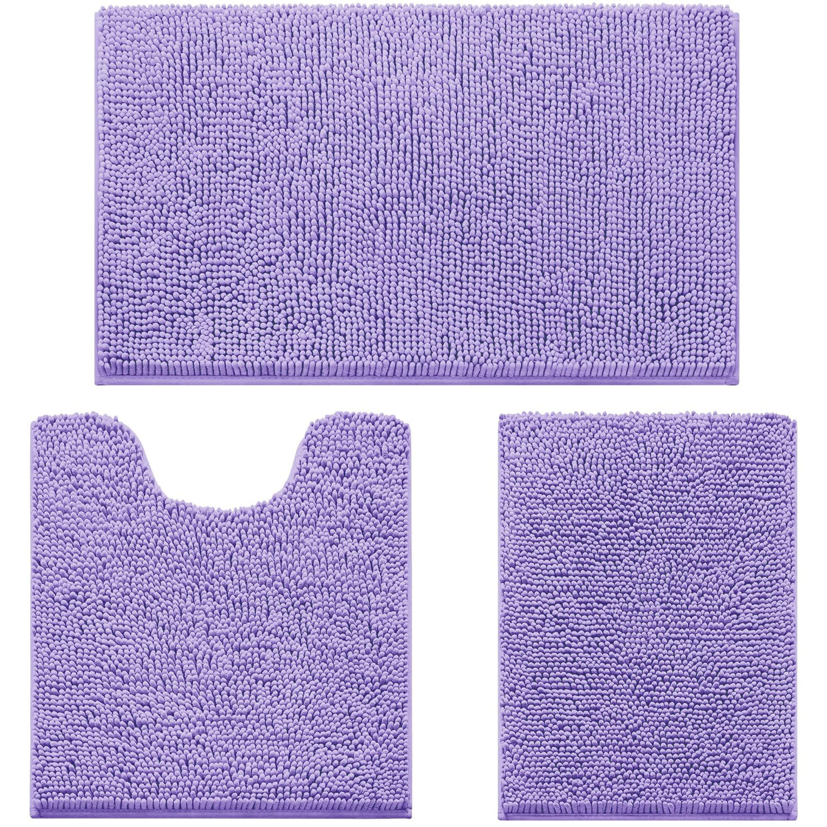 HOMEIDEAS Bathroom Rugs Set of 3, Super Soft Absorbent Chenille Bath Rugs