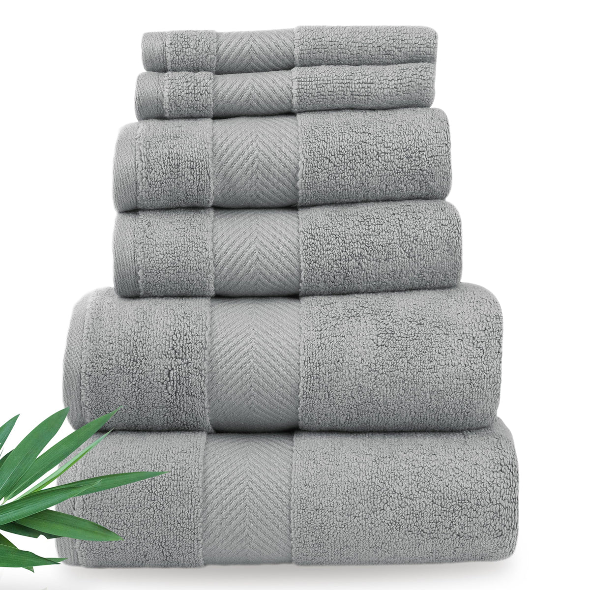 Luxury Viscose from Bamboo Bath Towels, Ultra Soft Set of 6, Eucalyptus