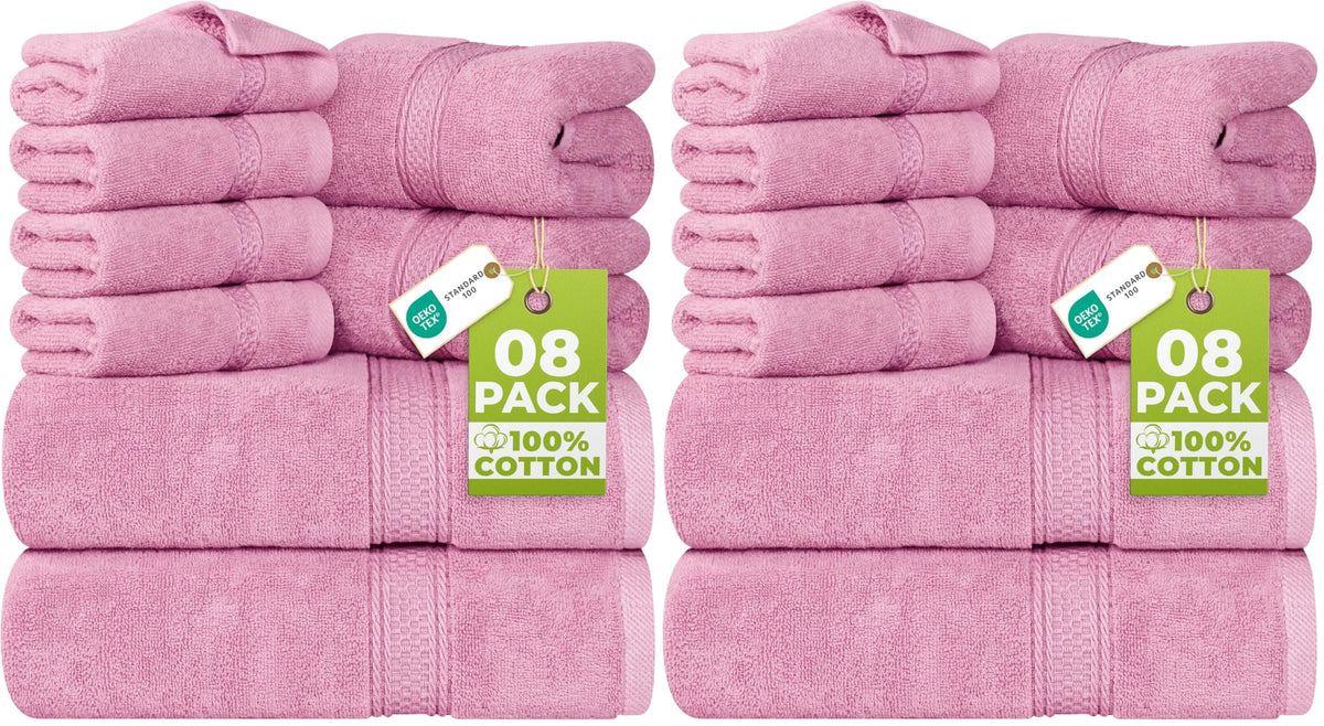 Utopia Towels 8-Piece Premium Towel Set, 2 Bath Towels, 2 Hand Towels, and 4 Wash Cloths, 600 GSM 100% Ring Spun Cotton Highly Absorbent Towels for Bathroom, Gym, Hotel, and Spa (Beige)