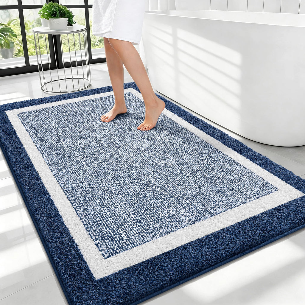 OLANLY Bathroom Rugs 36x24, Soft Absorbent Microfiber Bath Rugs, Grey